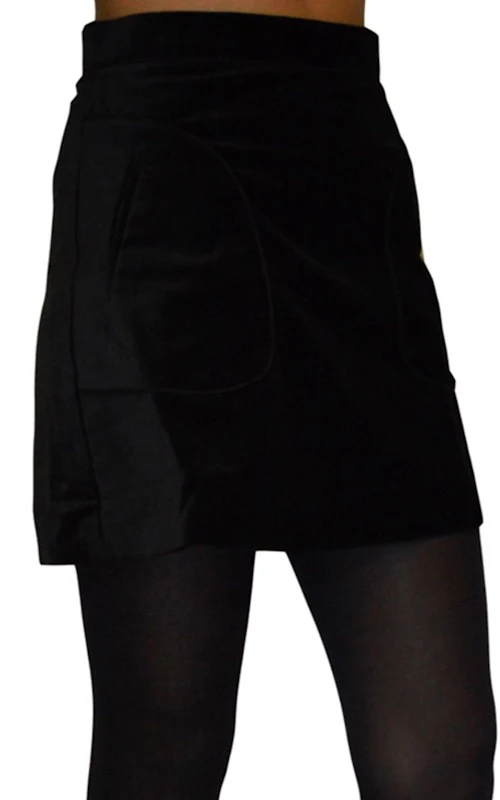 A Line 60s Retro Black Velvet Mini Skirt - Image 4