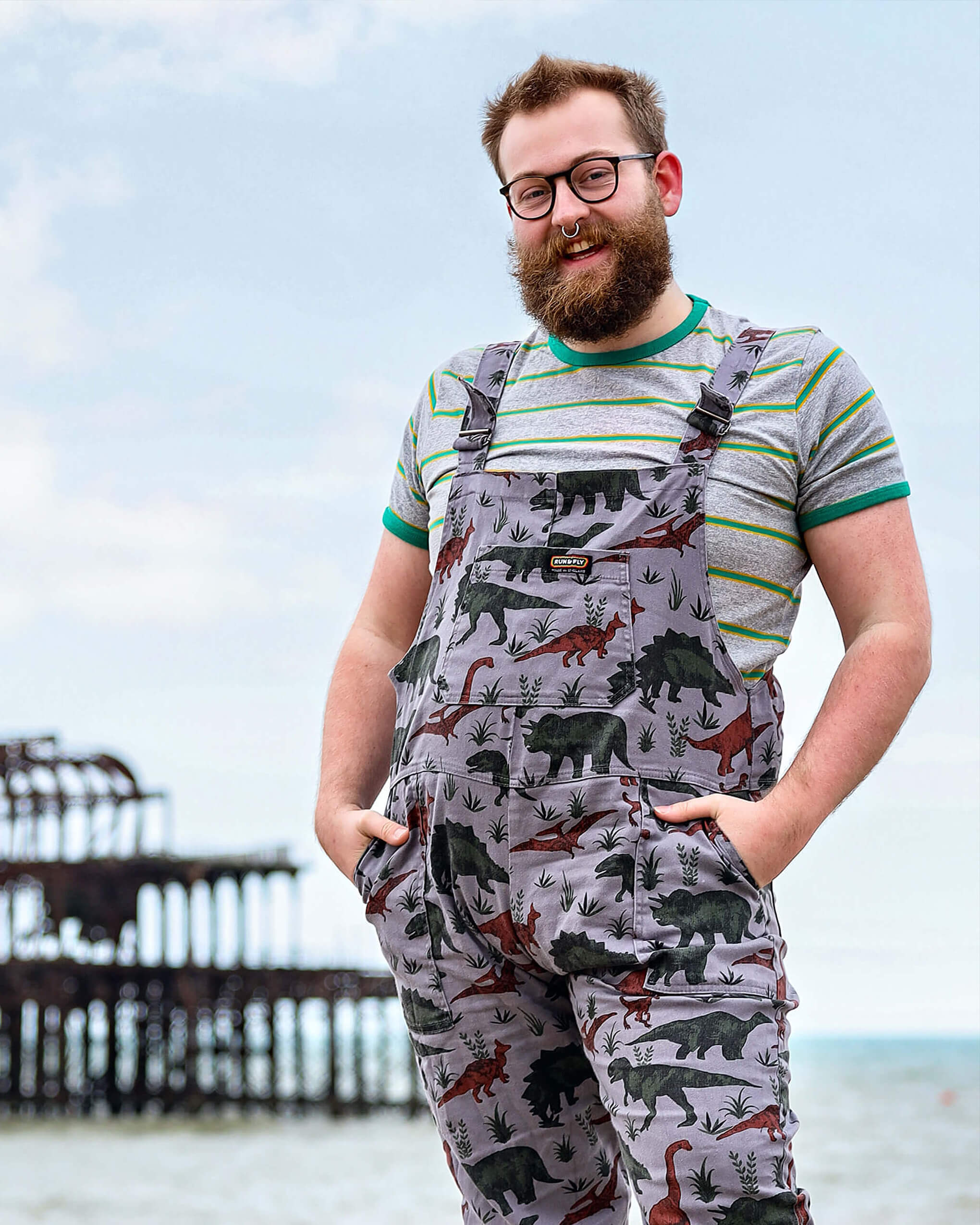Adventure Dinosaur Stretch Twill Dungarees - Image 3