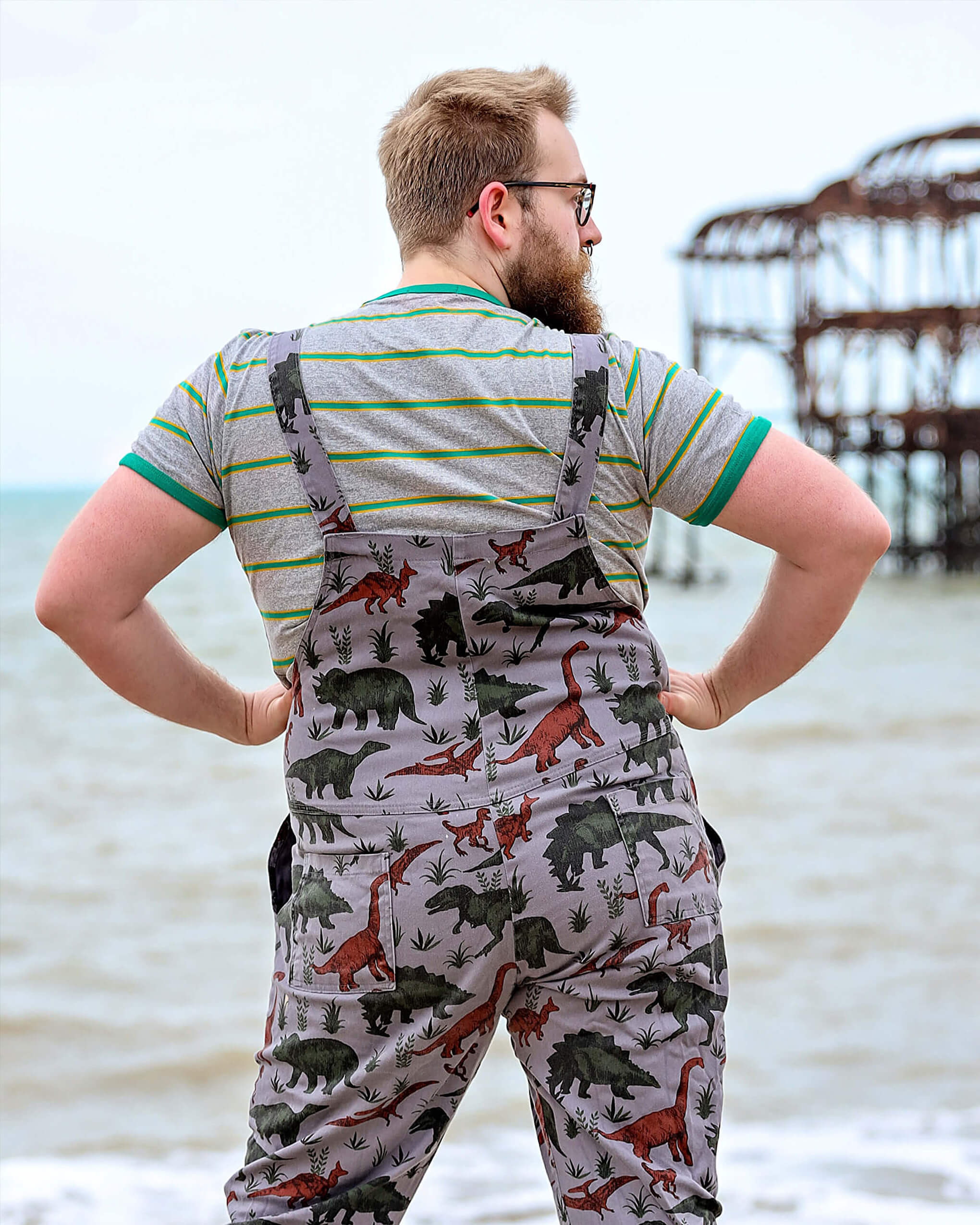 Adventure Dinosaur Stretch Twill Dungarees - Image 7