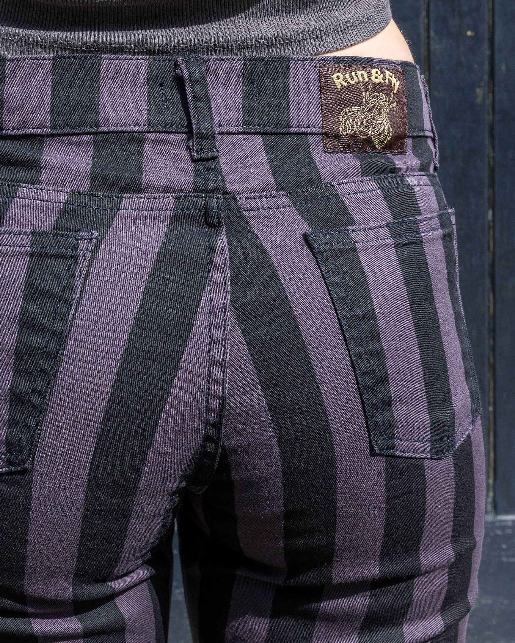 Black & Grey Striped Bell Bottom Stretch Super Flares - Image 3