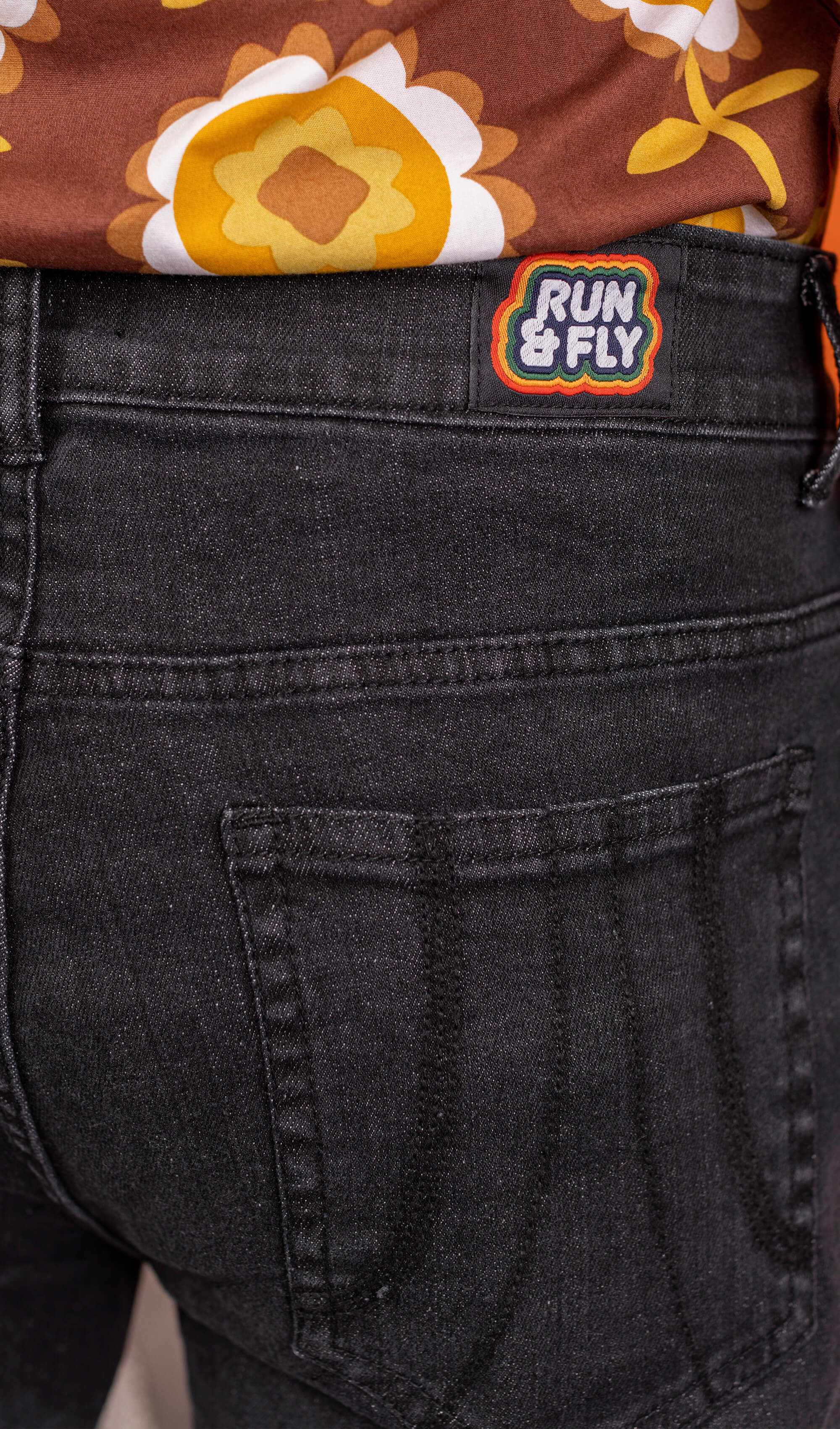 Black Stone Wash Regular Rise Bell Bottom Super Flares - Image 3