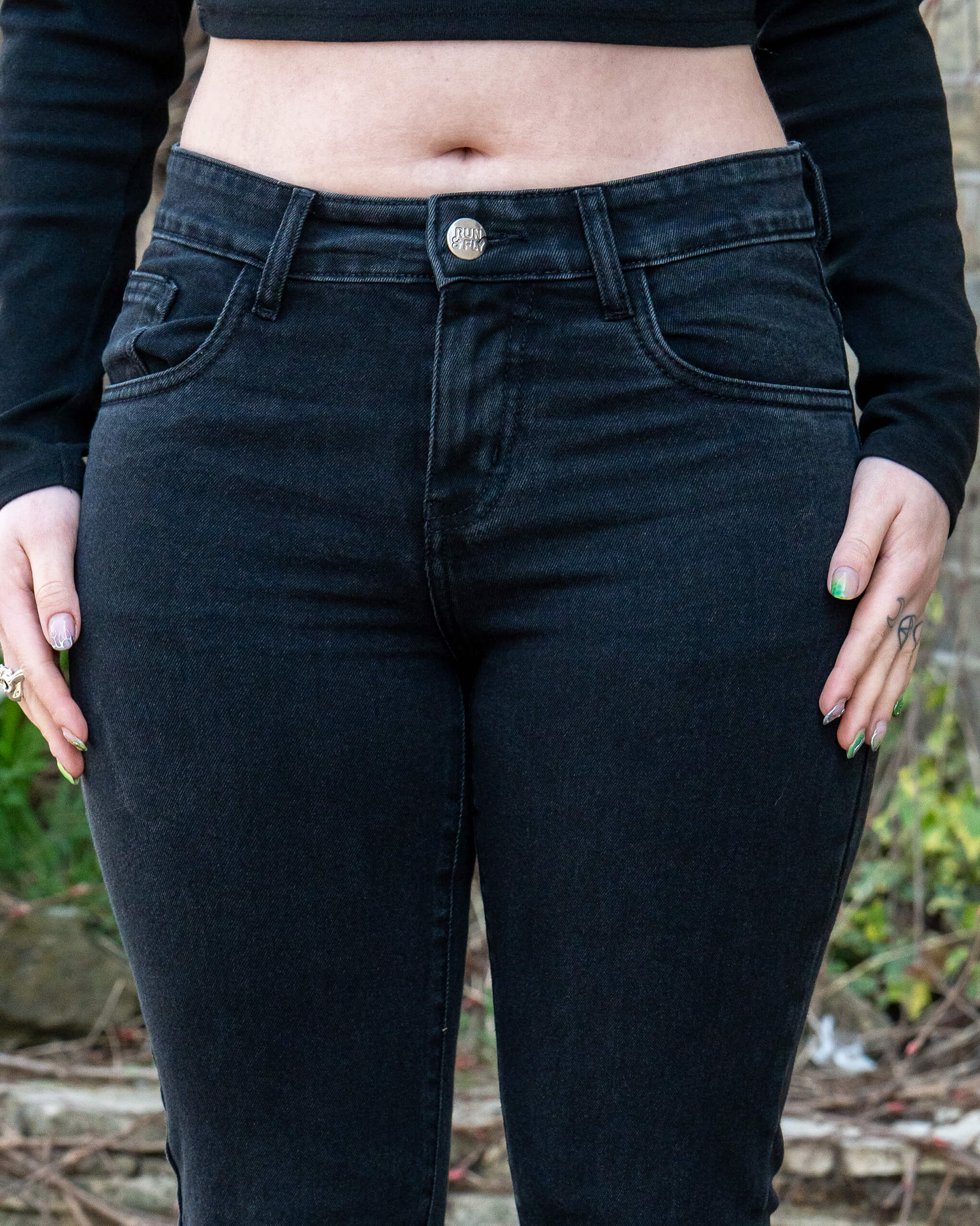 Black Stretch Denim Slim Bootcut Jeans - Image 3