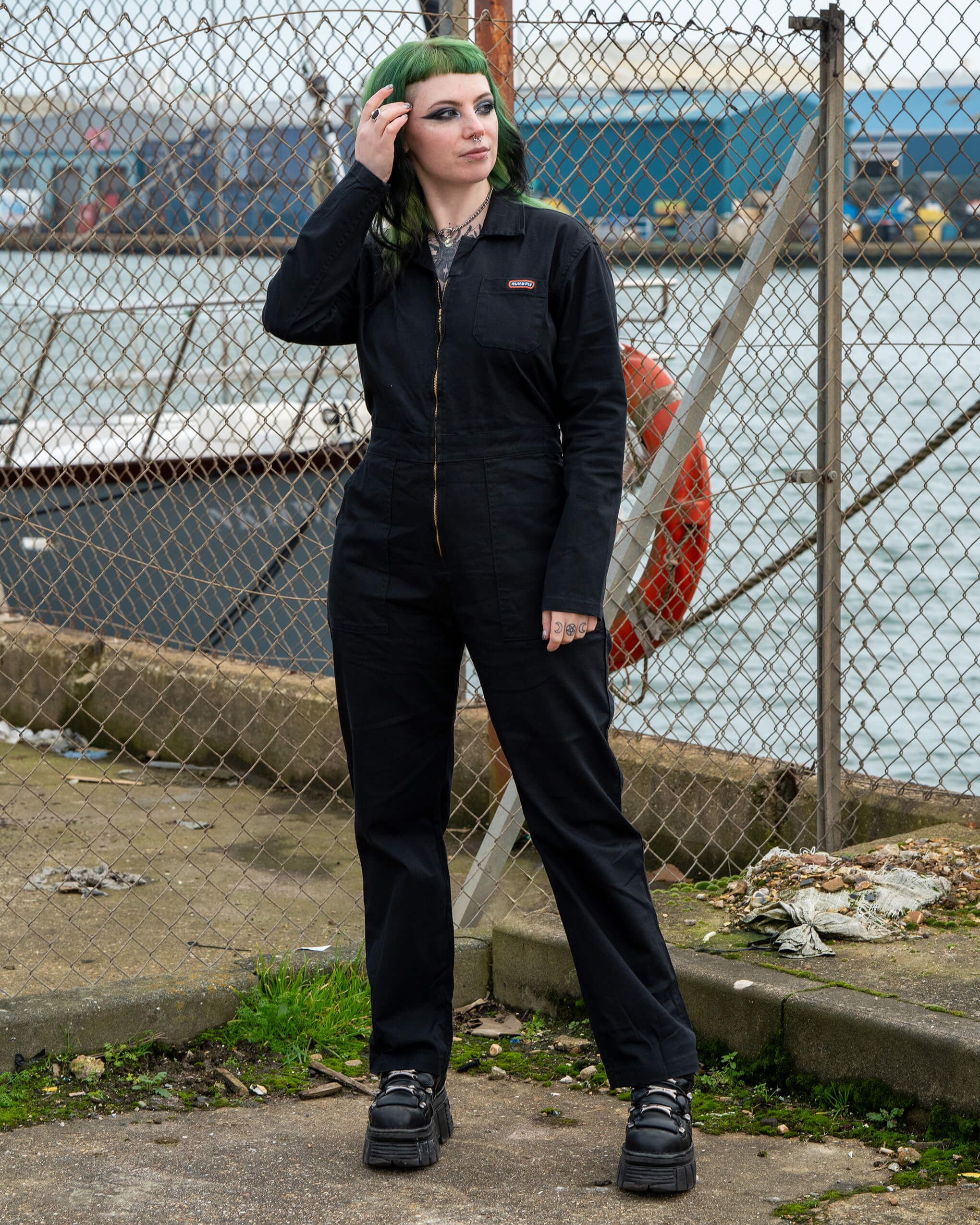 Charity Black Stretch Twill Boiler Suit - Image 6