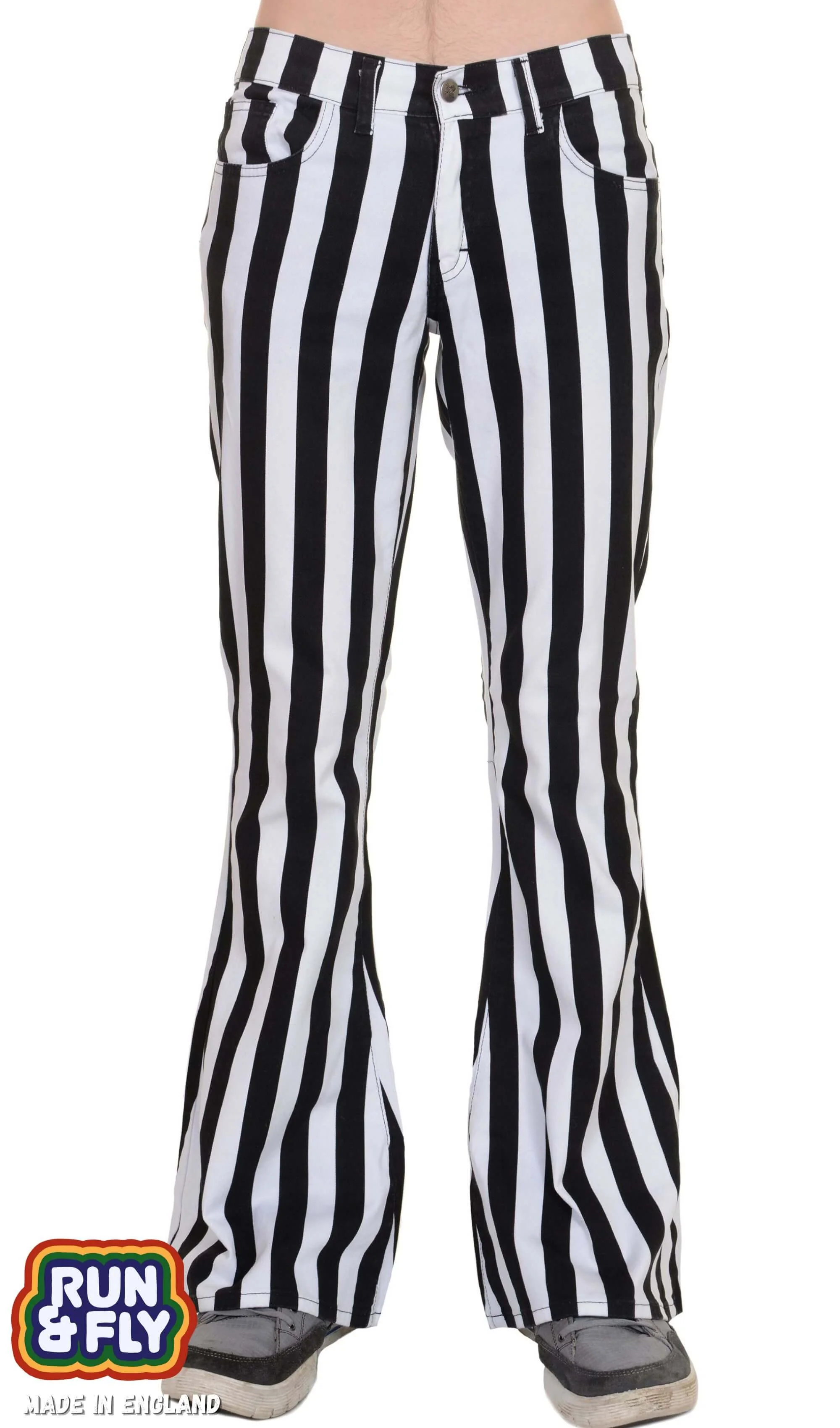 Black & White Striped Bell Bottom Stretch Super Flares - Image 6