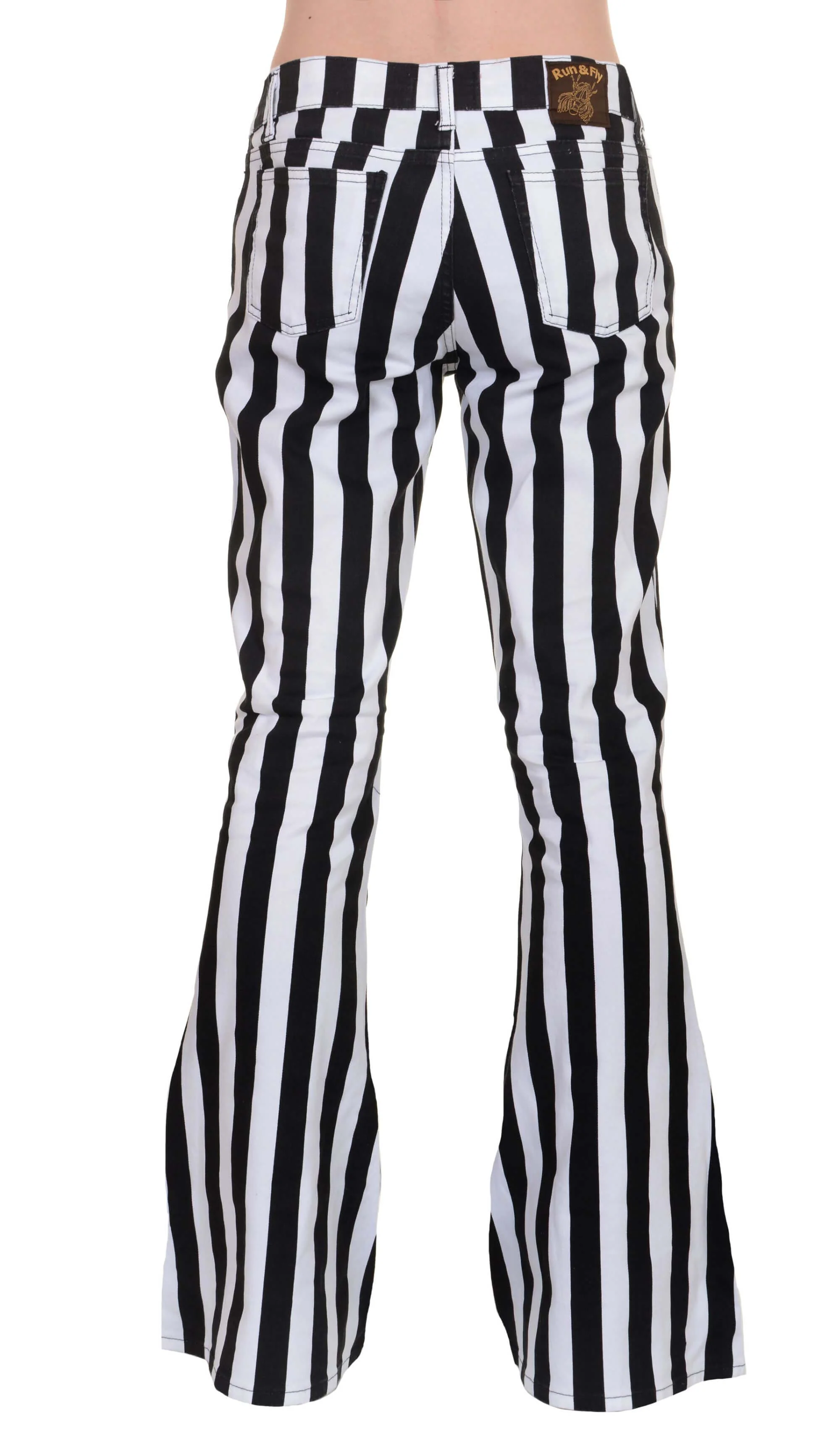 Black & White Striped Bell Bottom Stretch Super Flares - Image 7