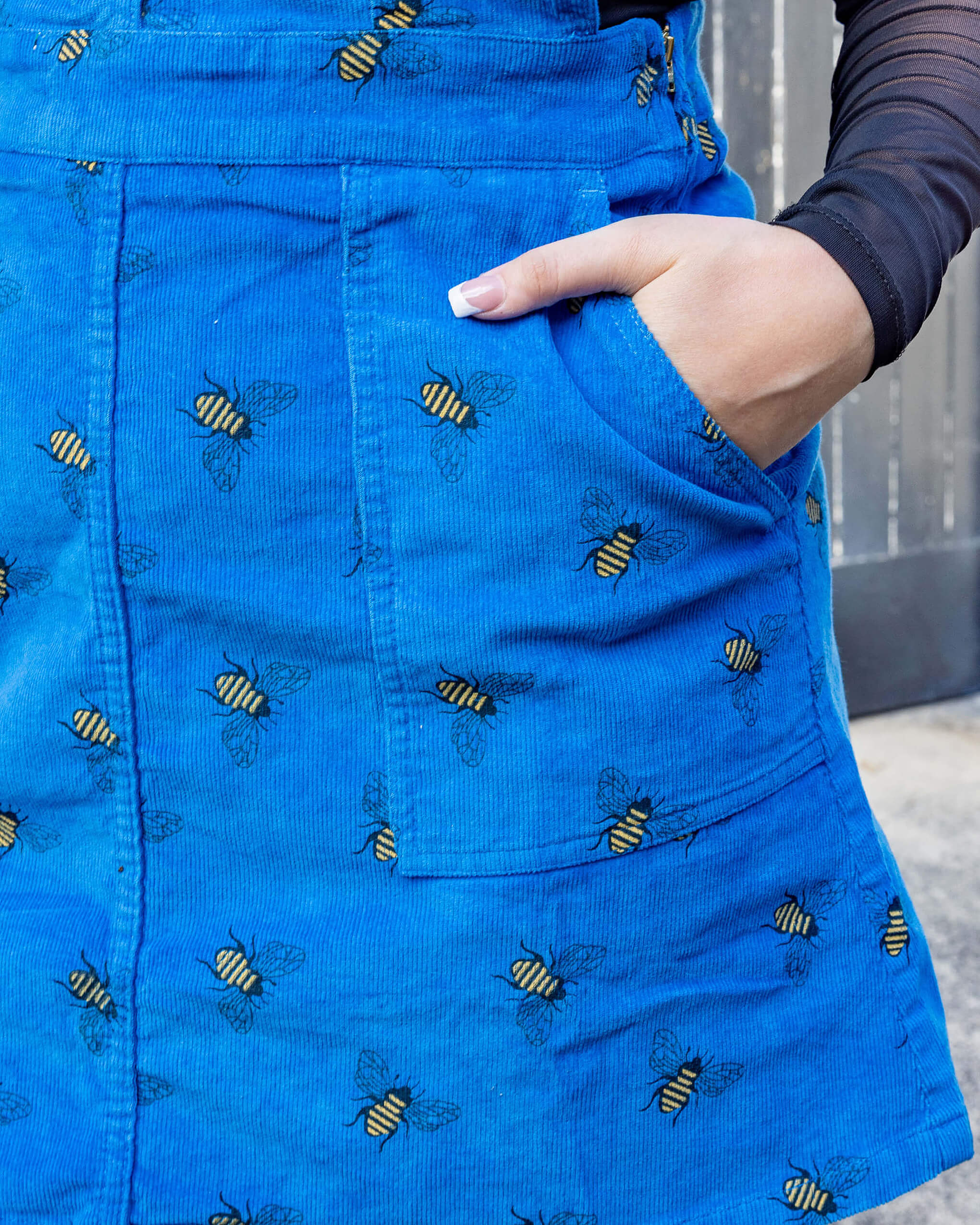 Blue Bee Stretch Corduroy Pinafore Dress - Image 5