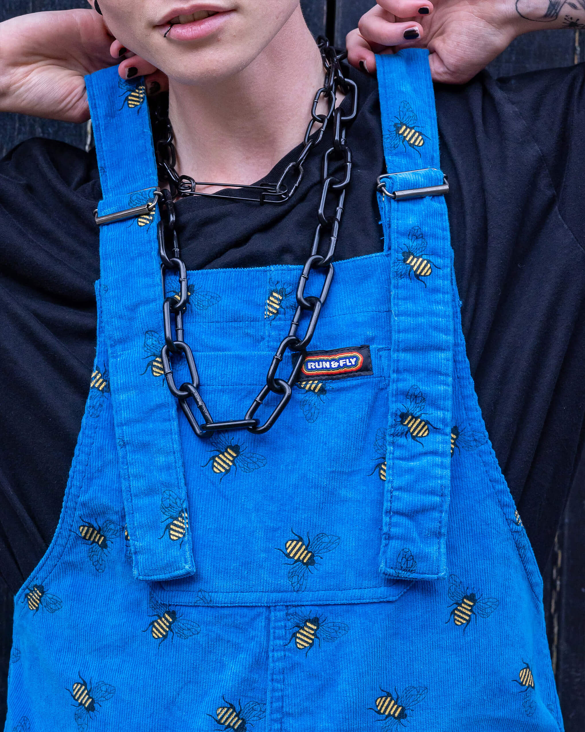 Blue Corduroy Dunga Bee Dungarees - Image 4