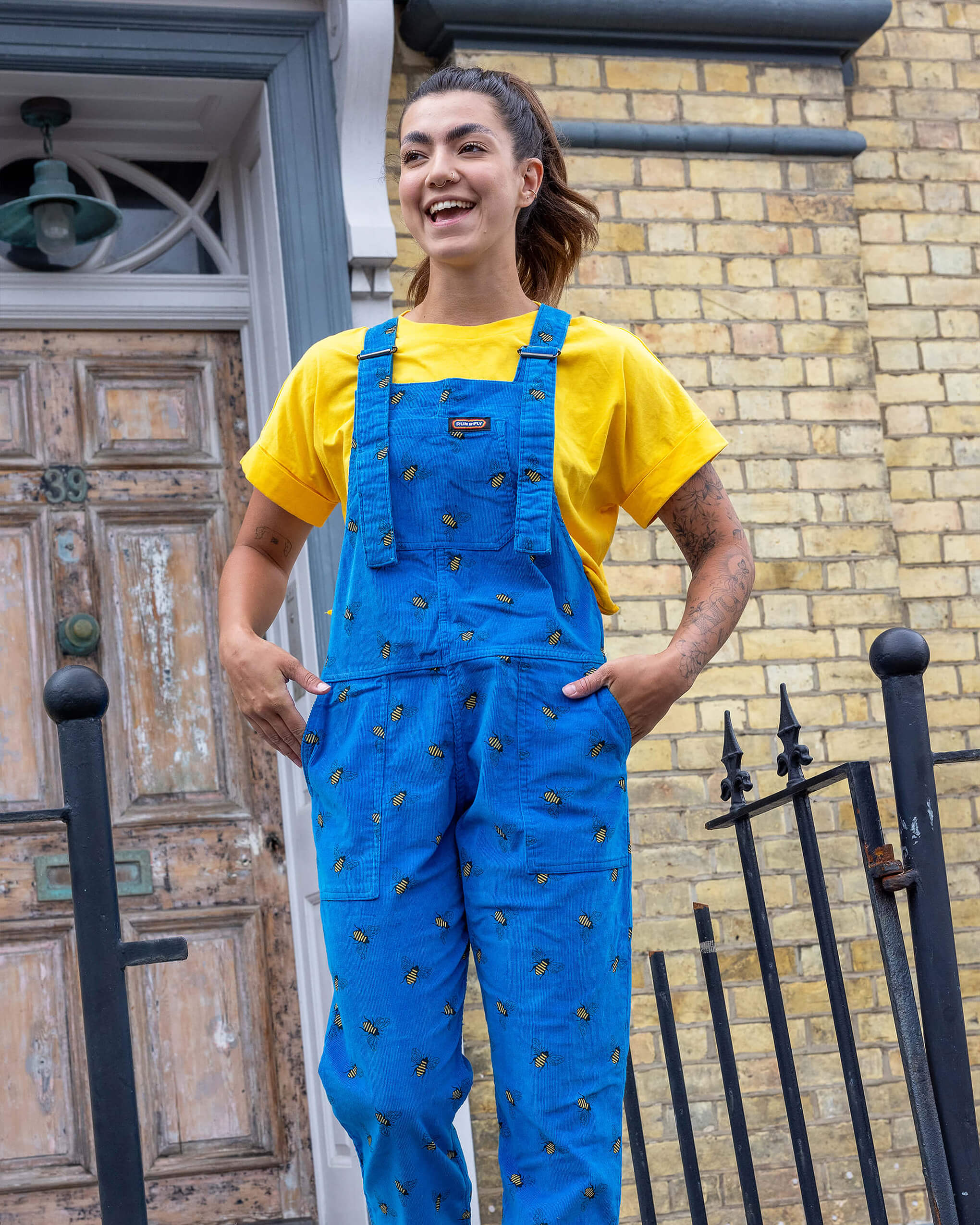 Blue Corduroy Dunga Bee Dungarees - Image 6