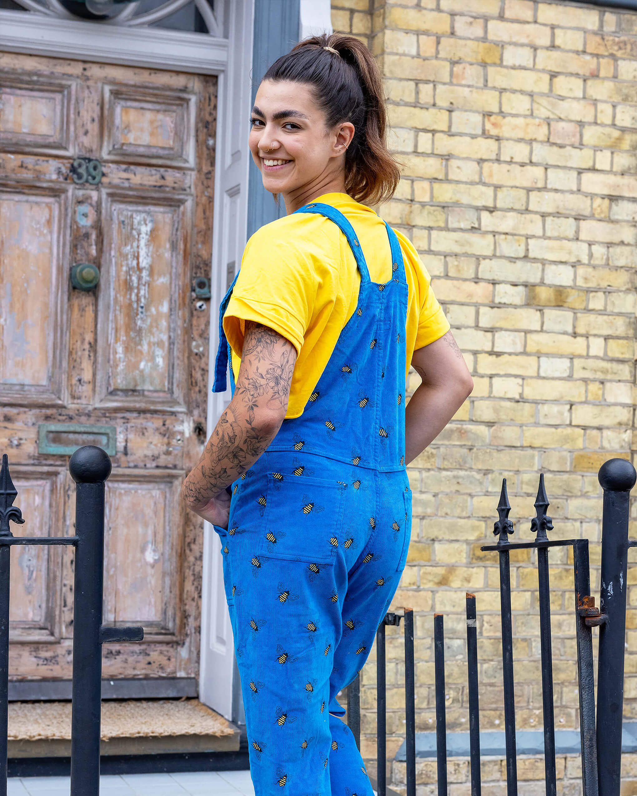 Blue Corduroy Dunga Bee Dungarees - Image 7