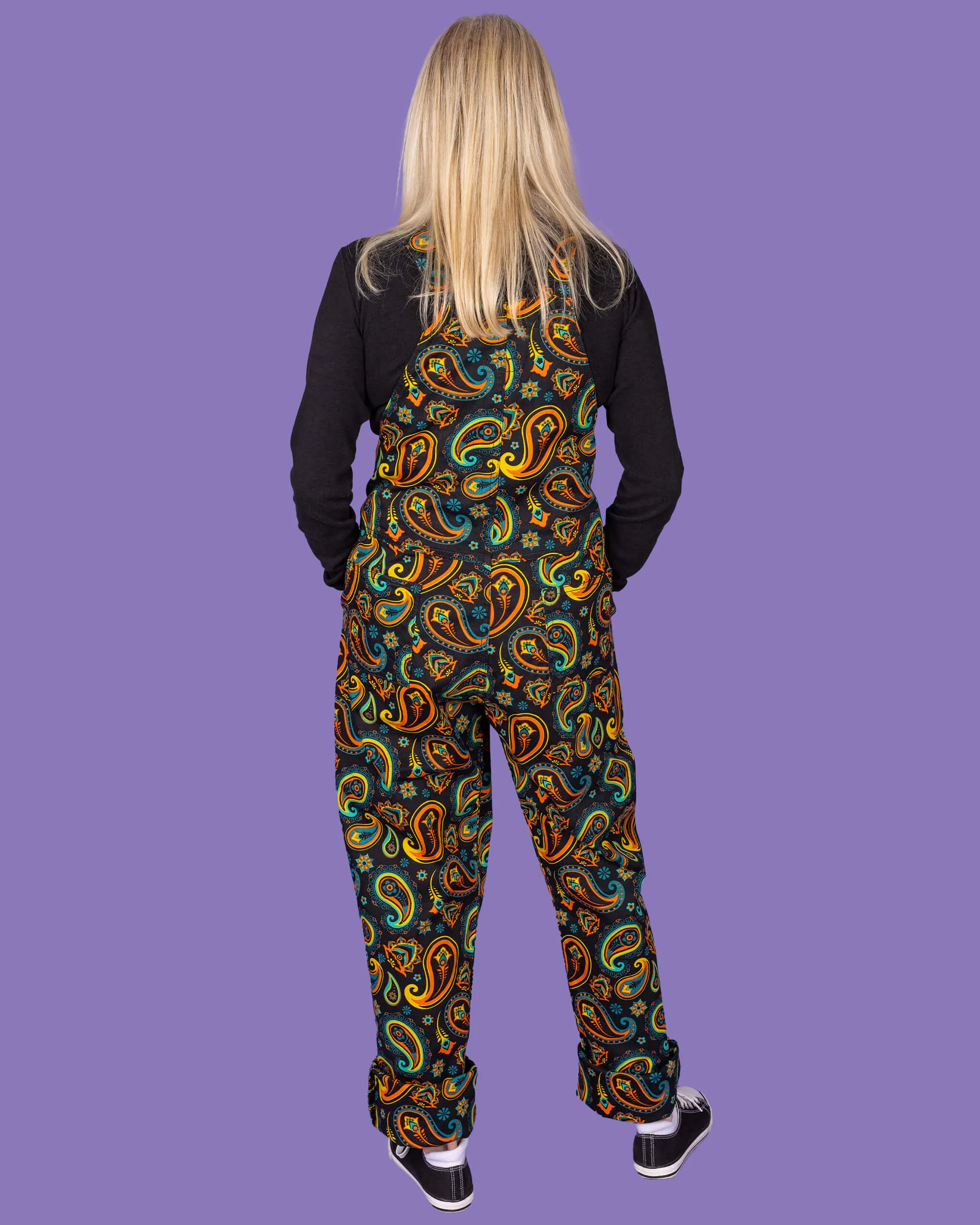 Black Paisley Stretch Twill Dungarees - Image 5