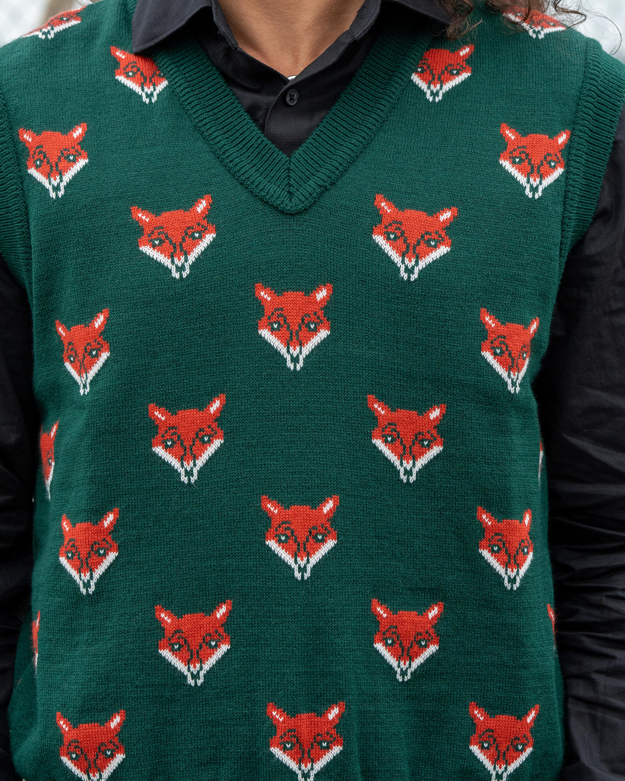 Fox Head Knitted Tank Top Vest - Image 5