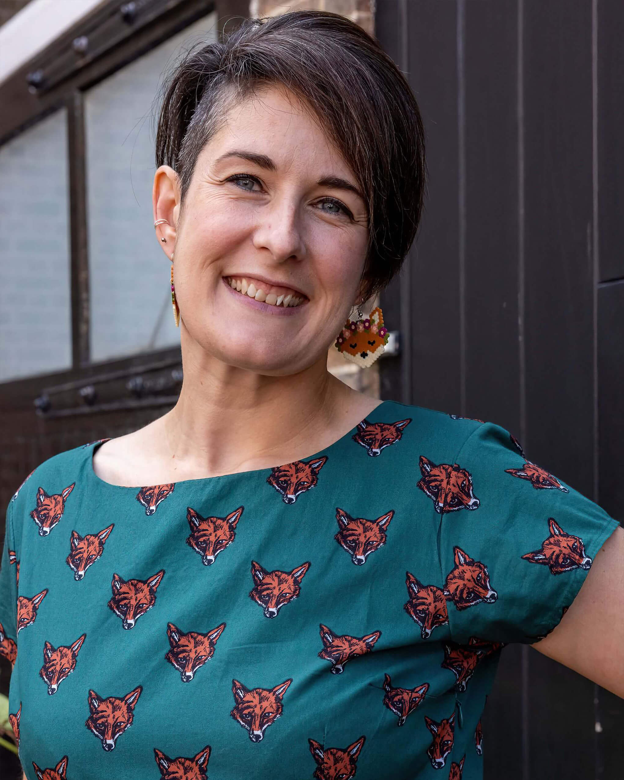 Stretch Foxy Print Tea Party Dress with Pockets - Image 5