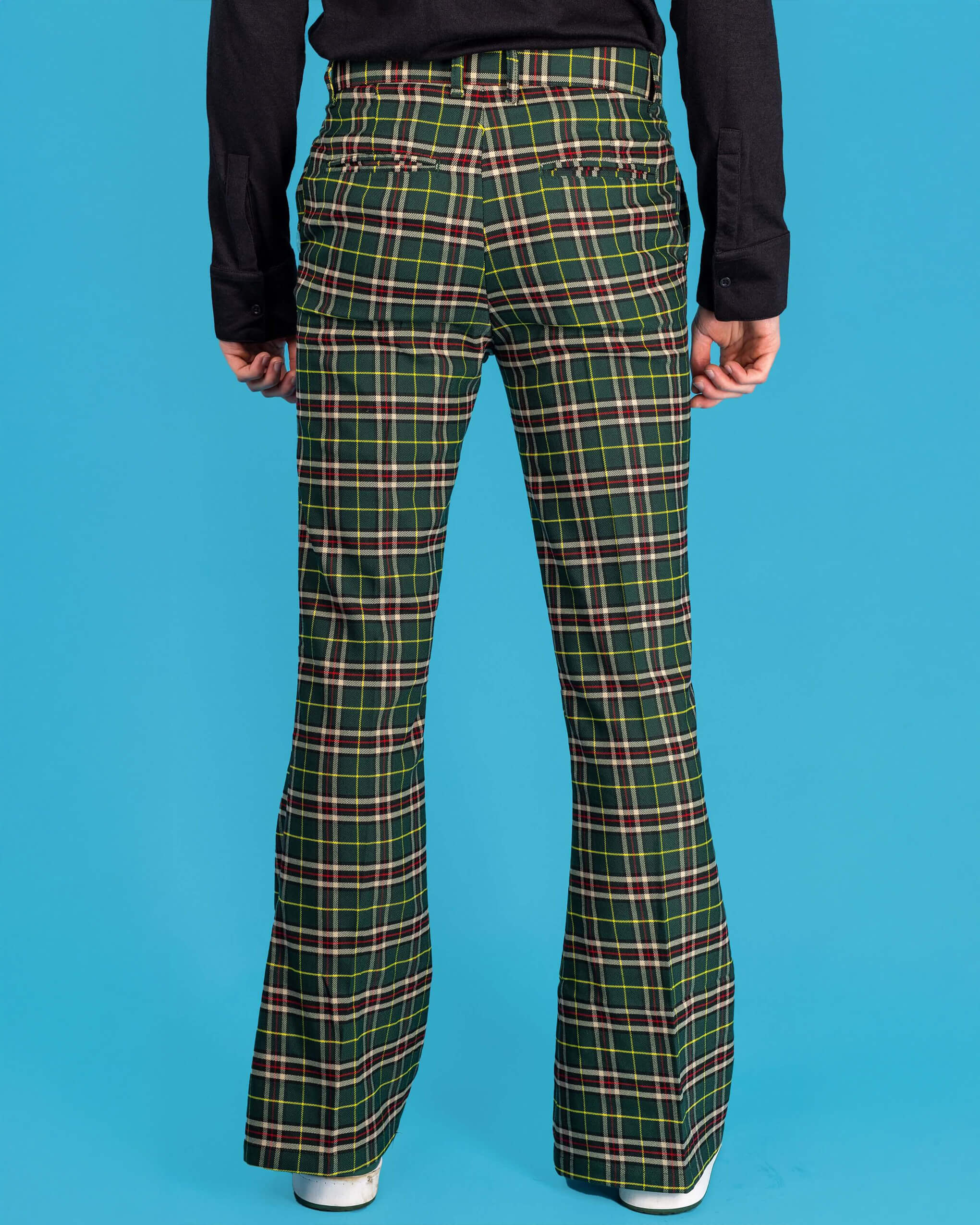Green Tartan Plaid Bell Bottom Slacks - Image 11