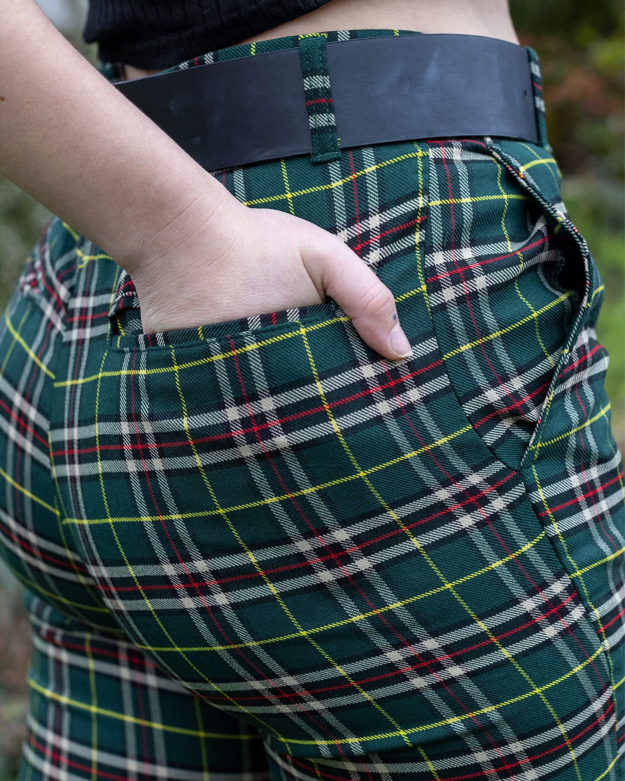 Green Tartan Plaid Bell Bottom Slacks - Image 7