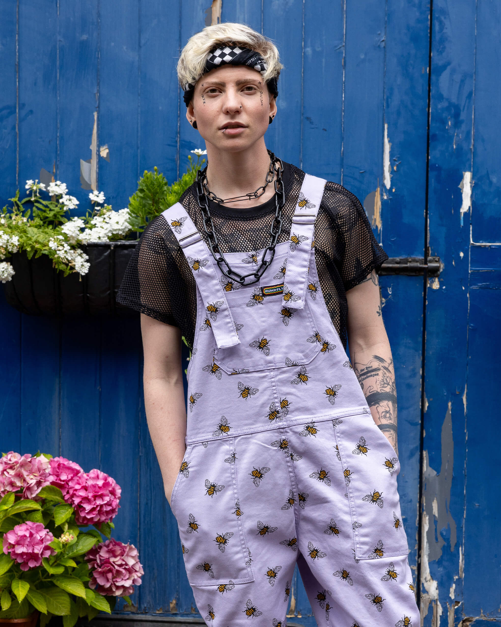Lavender Bees Stretch Twill Dungarees - Image 3