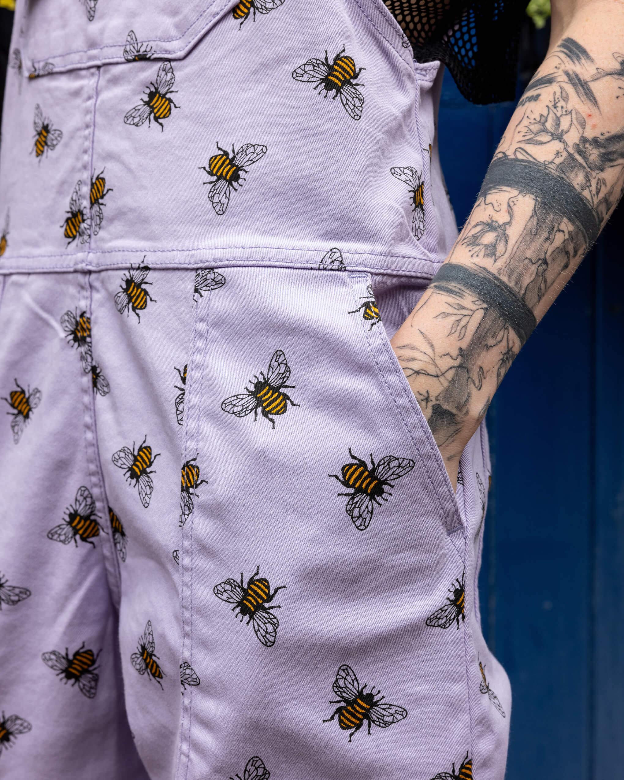 Lavender Bees Stretch Twill Dungarees - Image 4