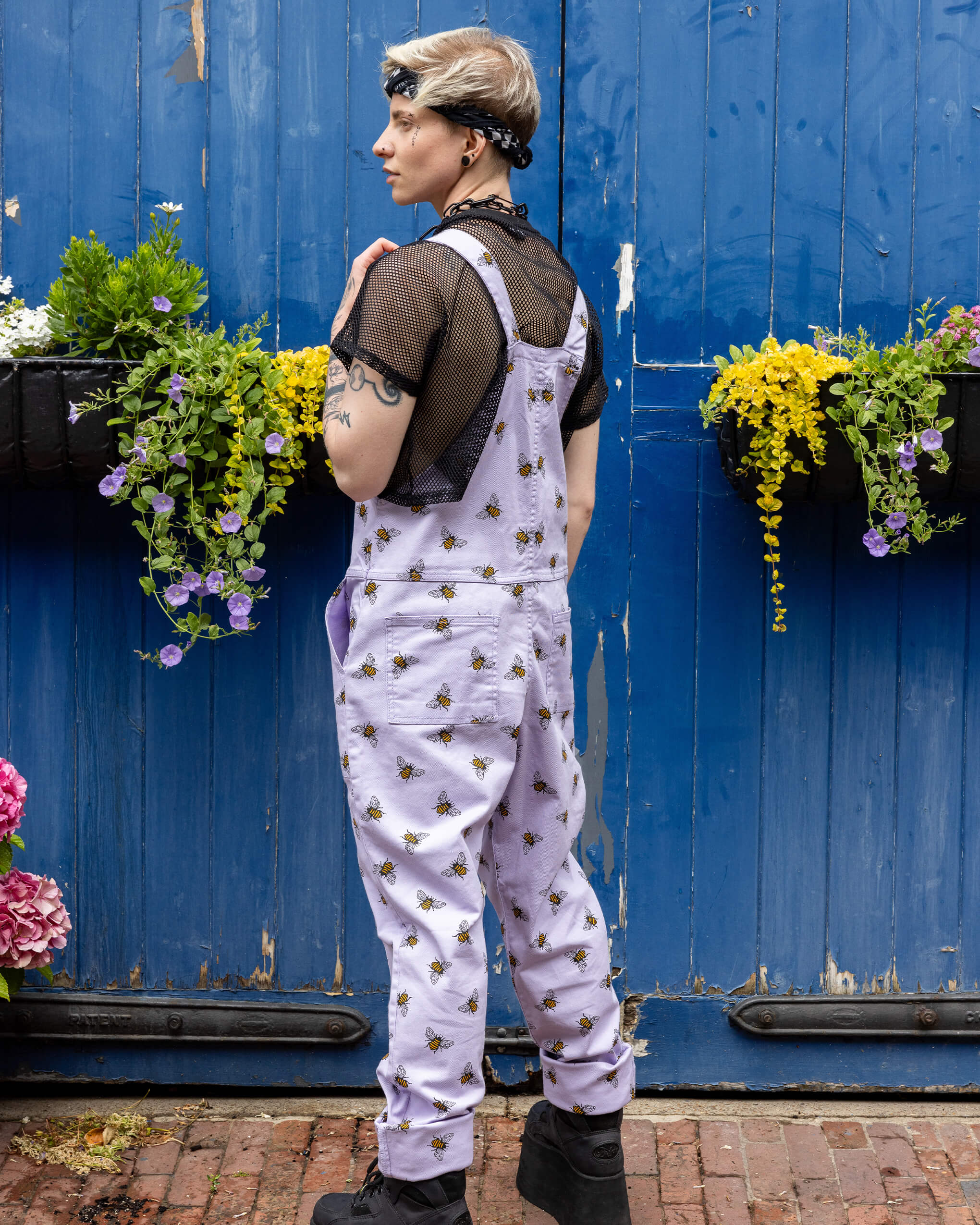 Lavender Bees Stretch Twill Dungarees - Image 5