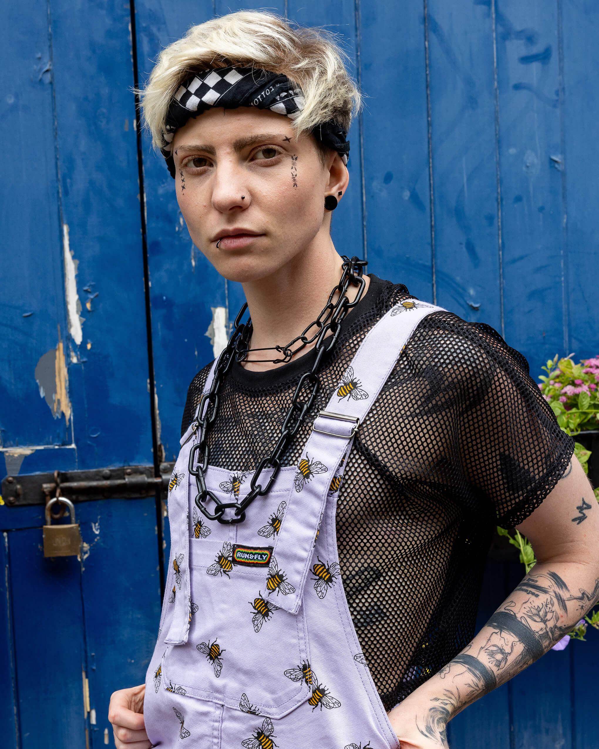 Lavender Bees Stretch Twill Dungarees - Image 6