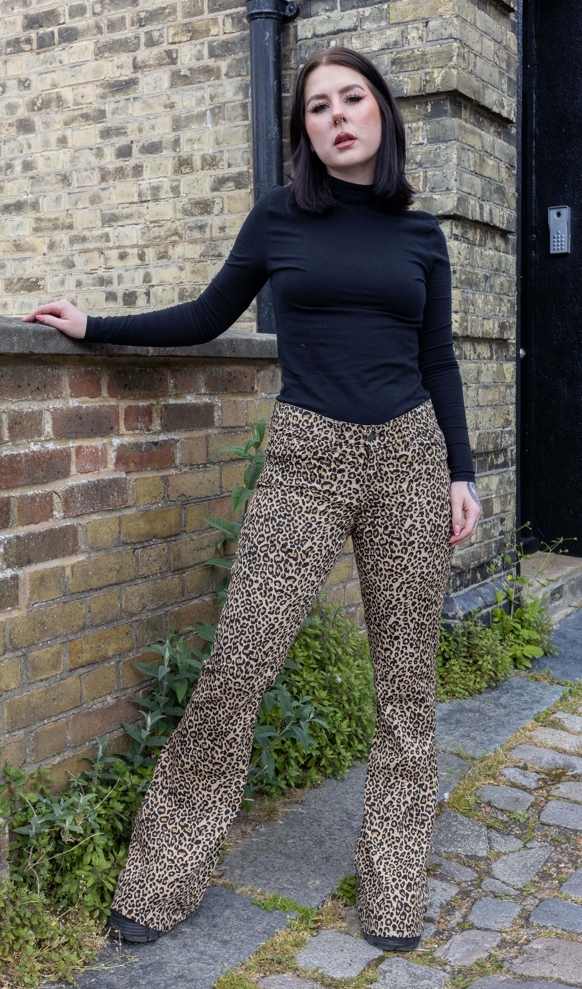 Leopard Print Bell Bottom Stretch Super Flares - Image 8