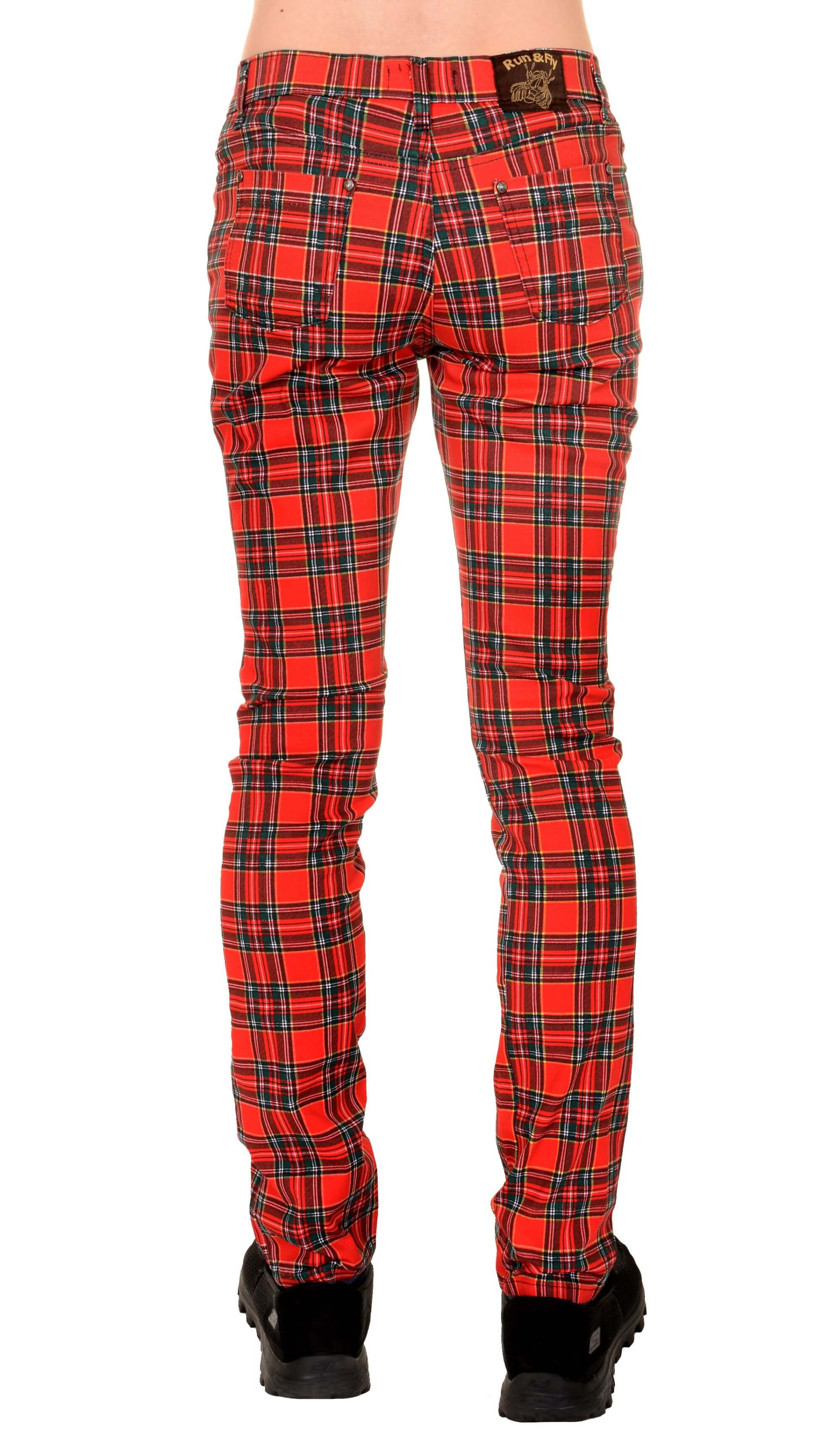 Mid Rise Red Tartan Stretch Skinny Jeans - Image 6