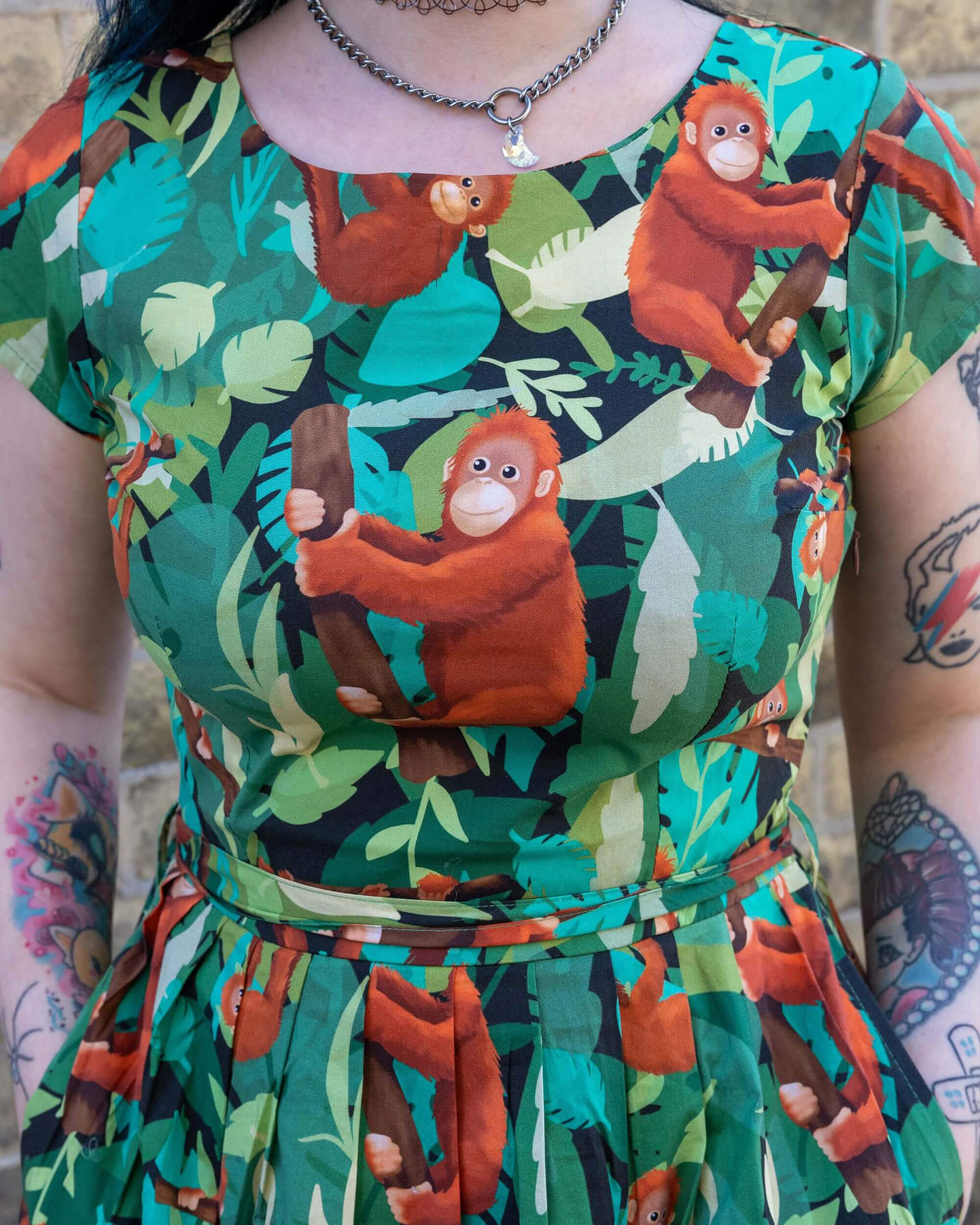 Orangutan Stretch Belted Tea Dress with Pockets - Image 6