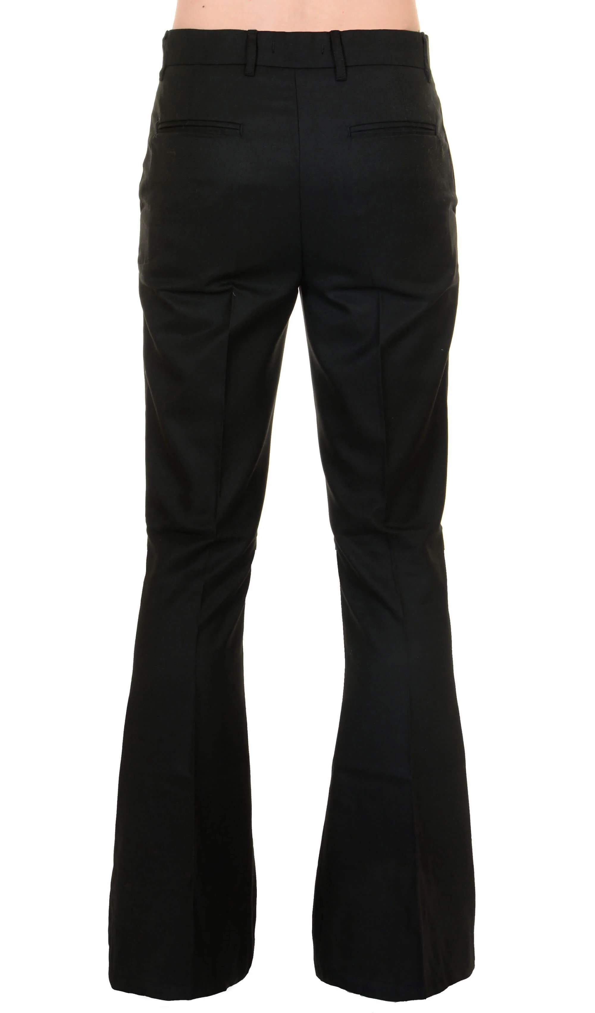Presley Black Stretch Cotton Twill Bell Bottom Trouser Slacks - Image 5