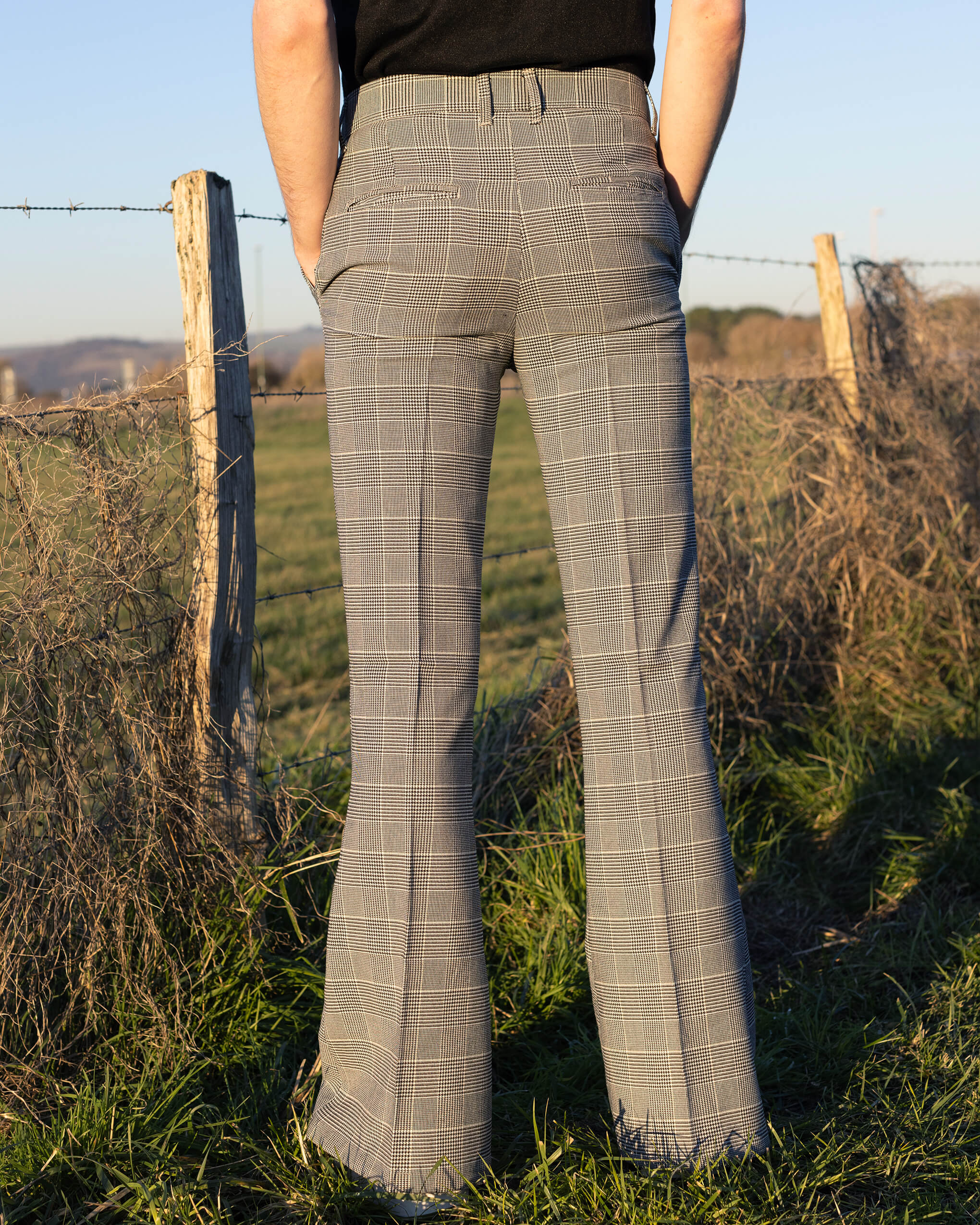 Presley Prince Of Wales Check Bell Bottom Trousers - Image 3