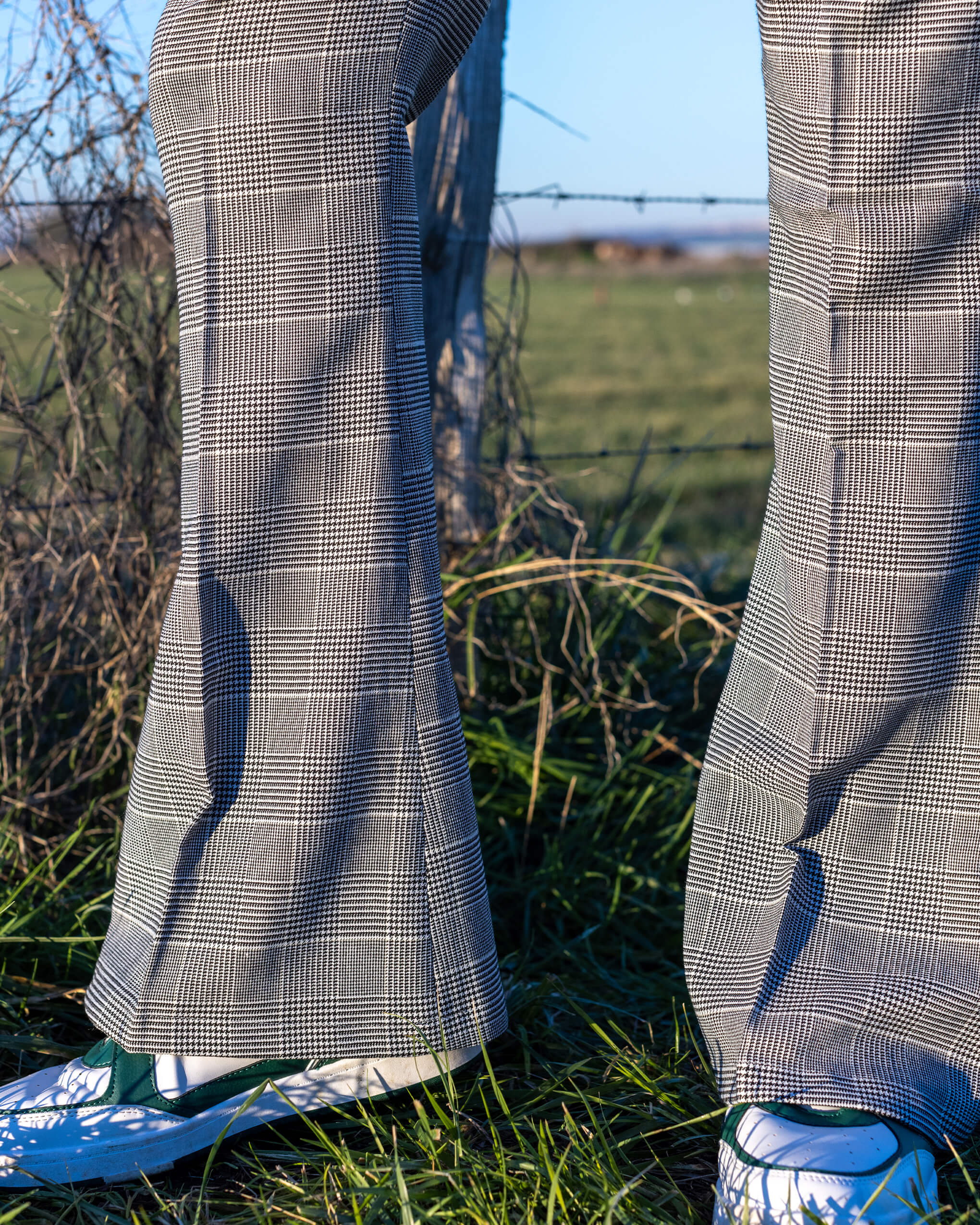 Presley Prince Of Wales Check Bell Bottom Trousers - Image 5