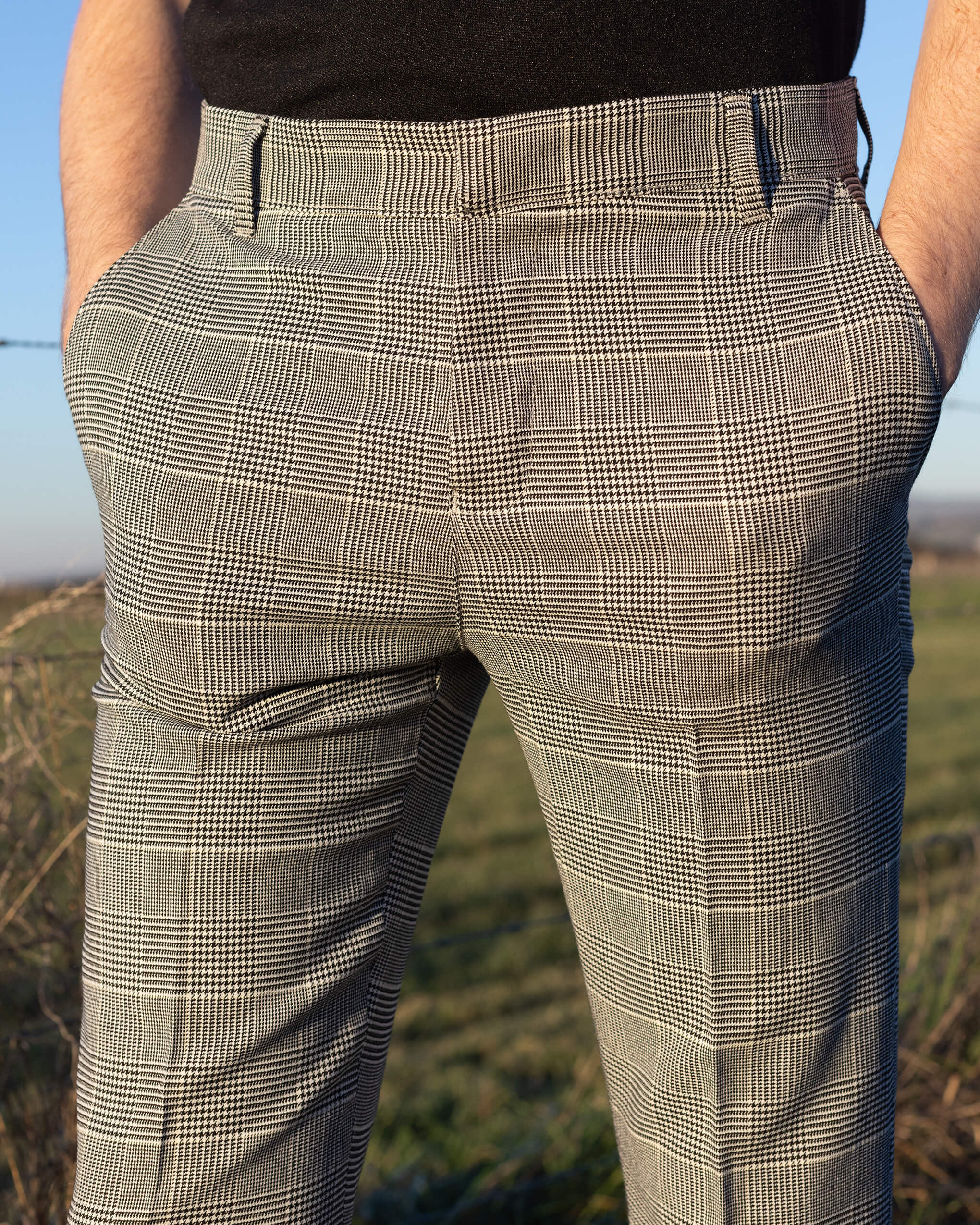 Presley Prince Of Wales Check Bell Bottom Trousers - Image 7