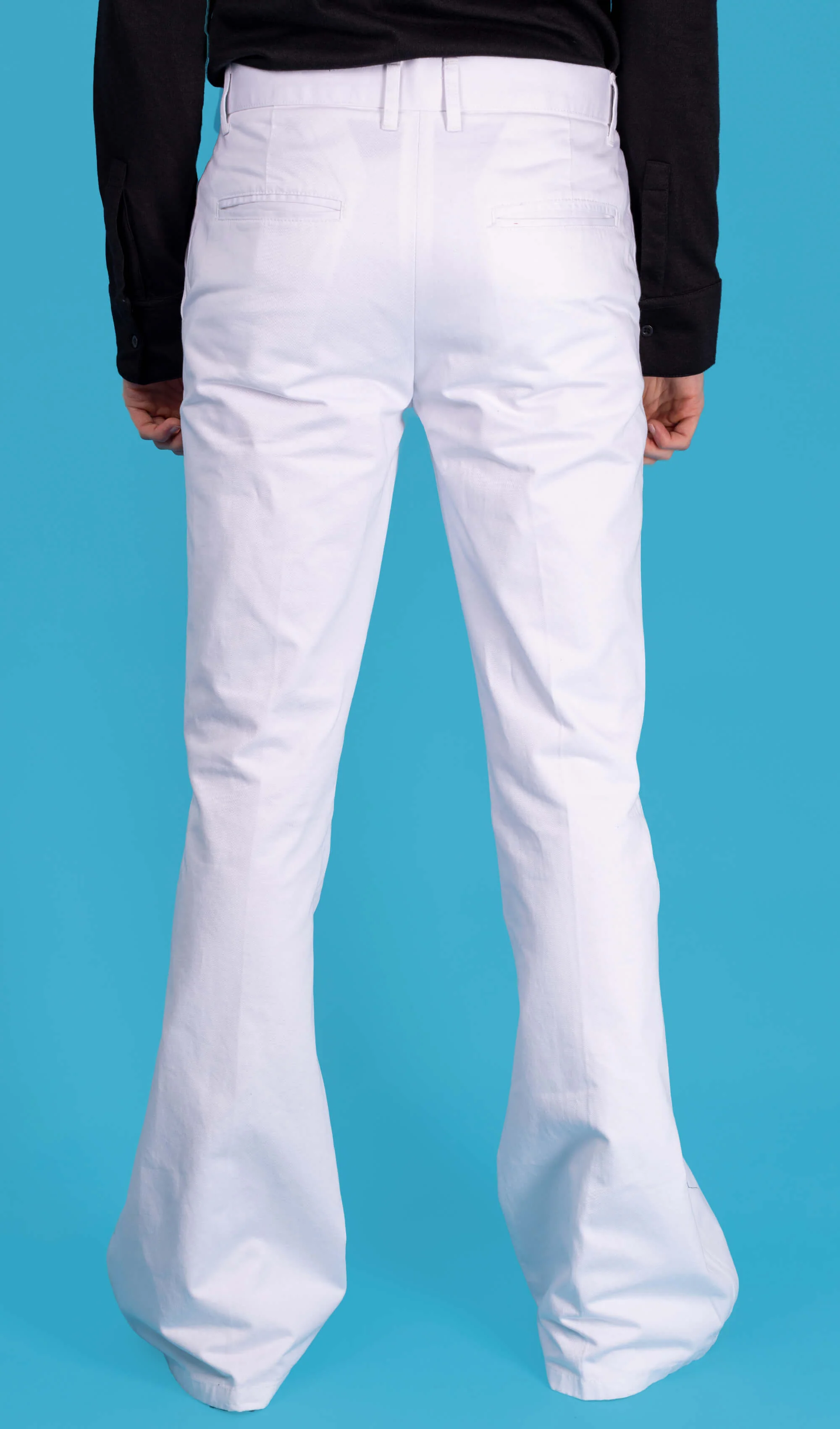 Presley White Cotton Bell Bottom Trouser Slacks - Image 5