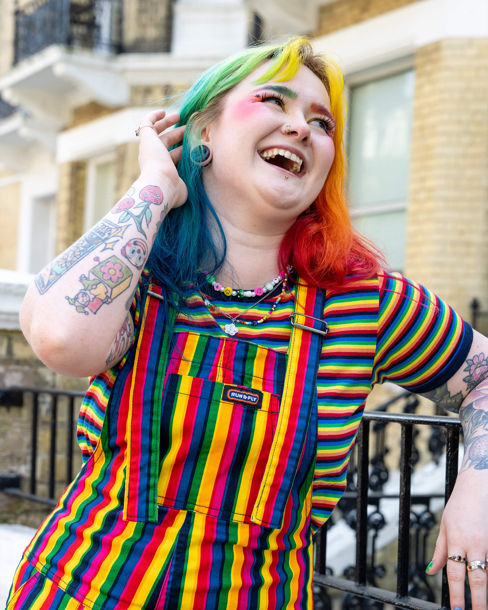 Rainbow Stripes Stretch Twill Dungarees - Image 5