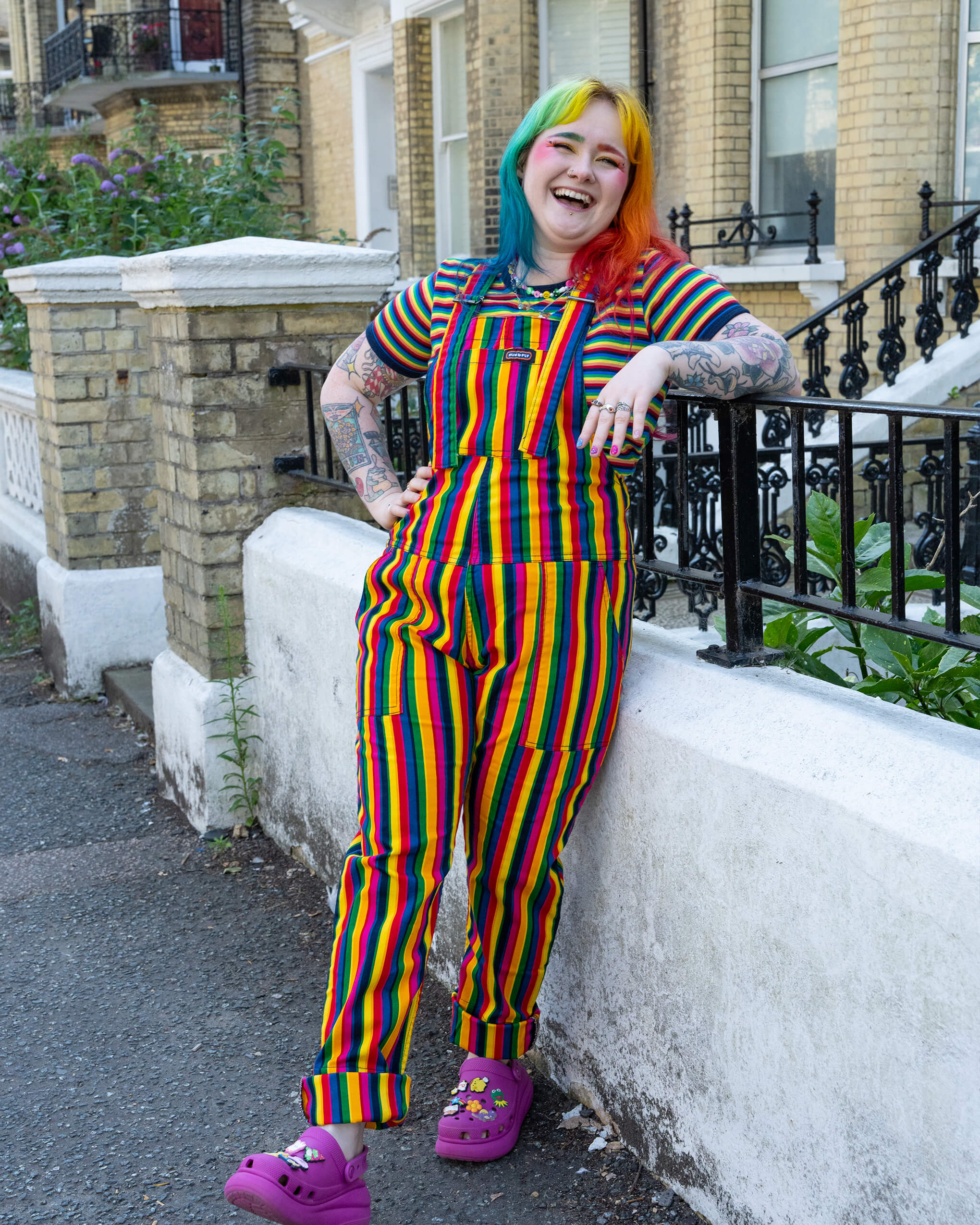 Rainbow Stripes Stretch Twill Dungarees - Image 9