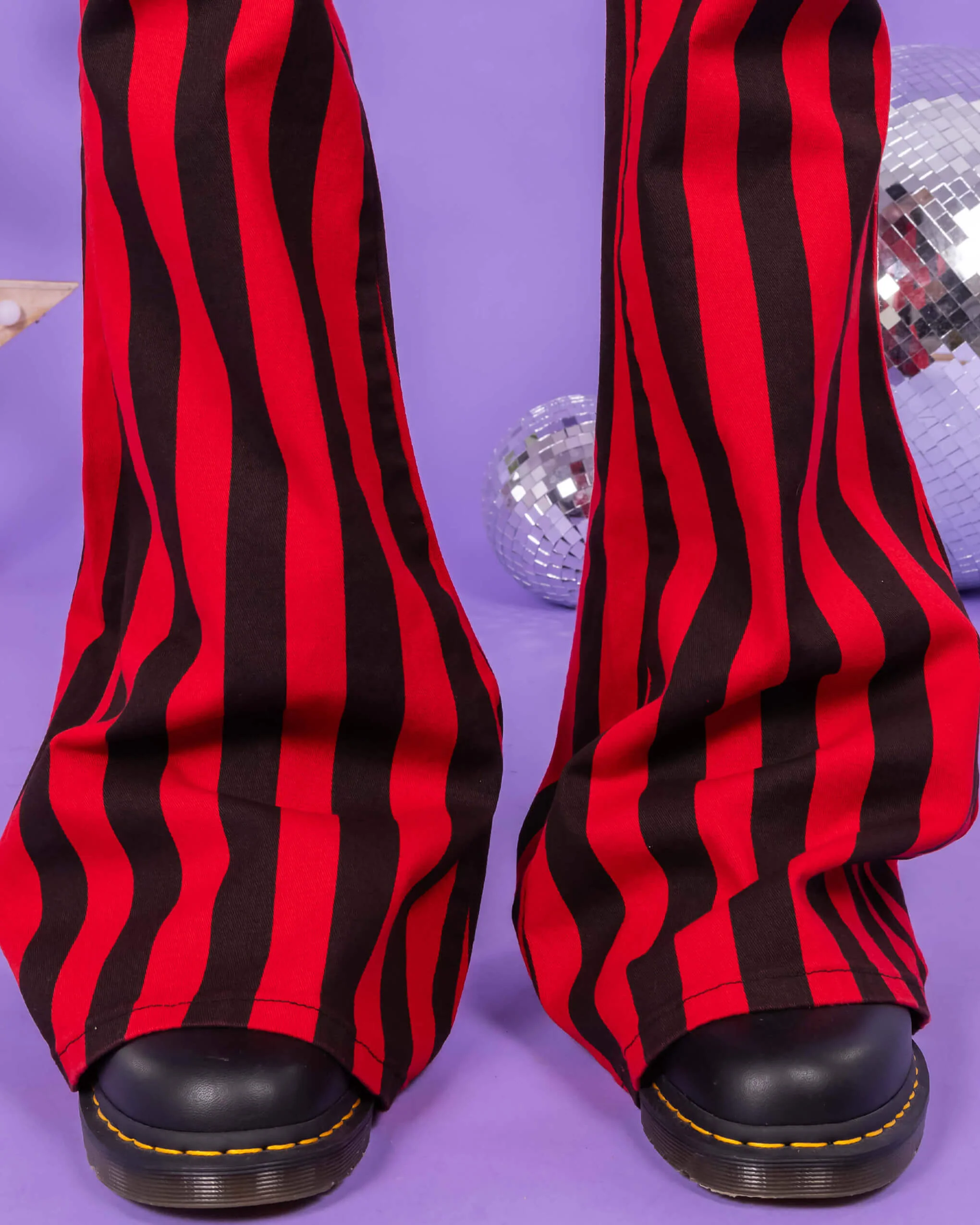 Red & Black Striped Bell Bottom Stretch Super Flares - Image 4