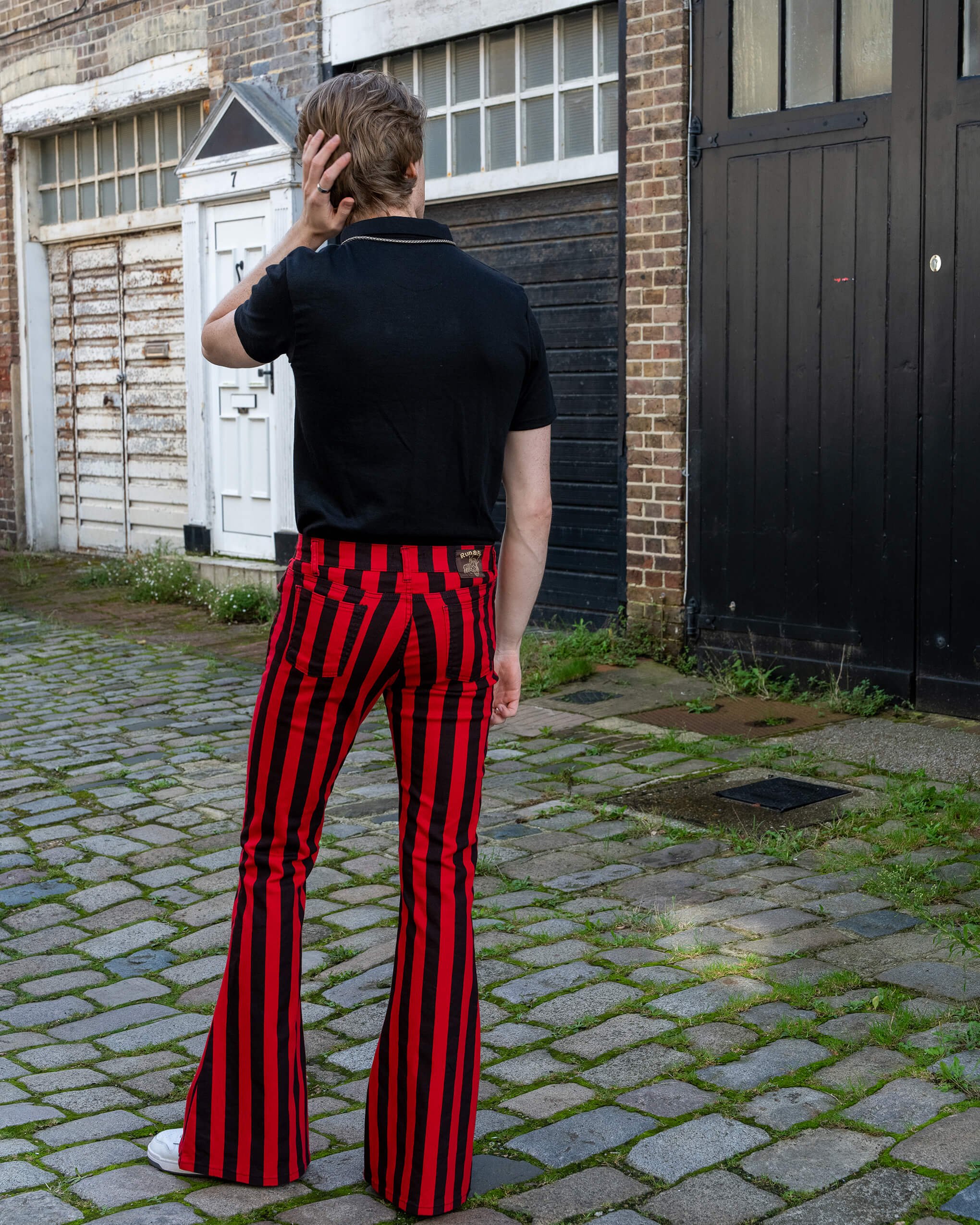 Red & Black Striped Bell Bottom Stretch Super Flares - Image 6