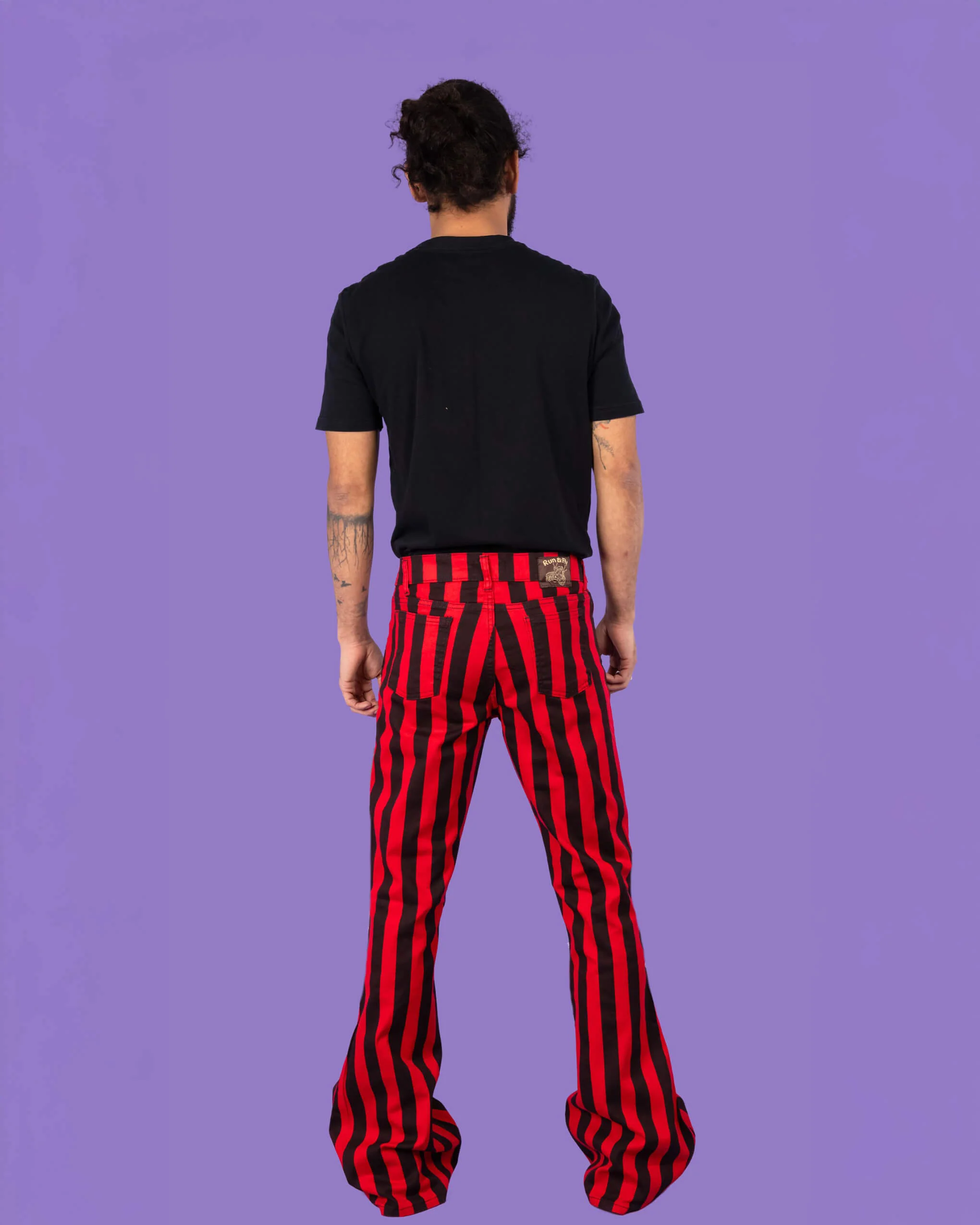 Red & Black Striped Bell Bottom Stretch Super Flares - Image 7