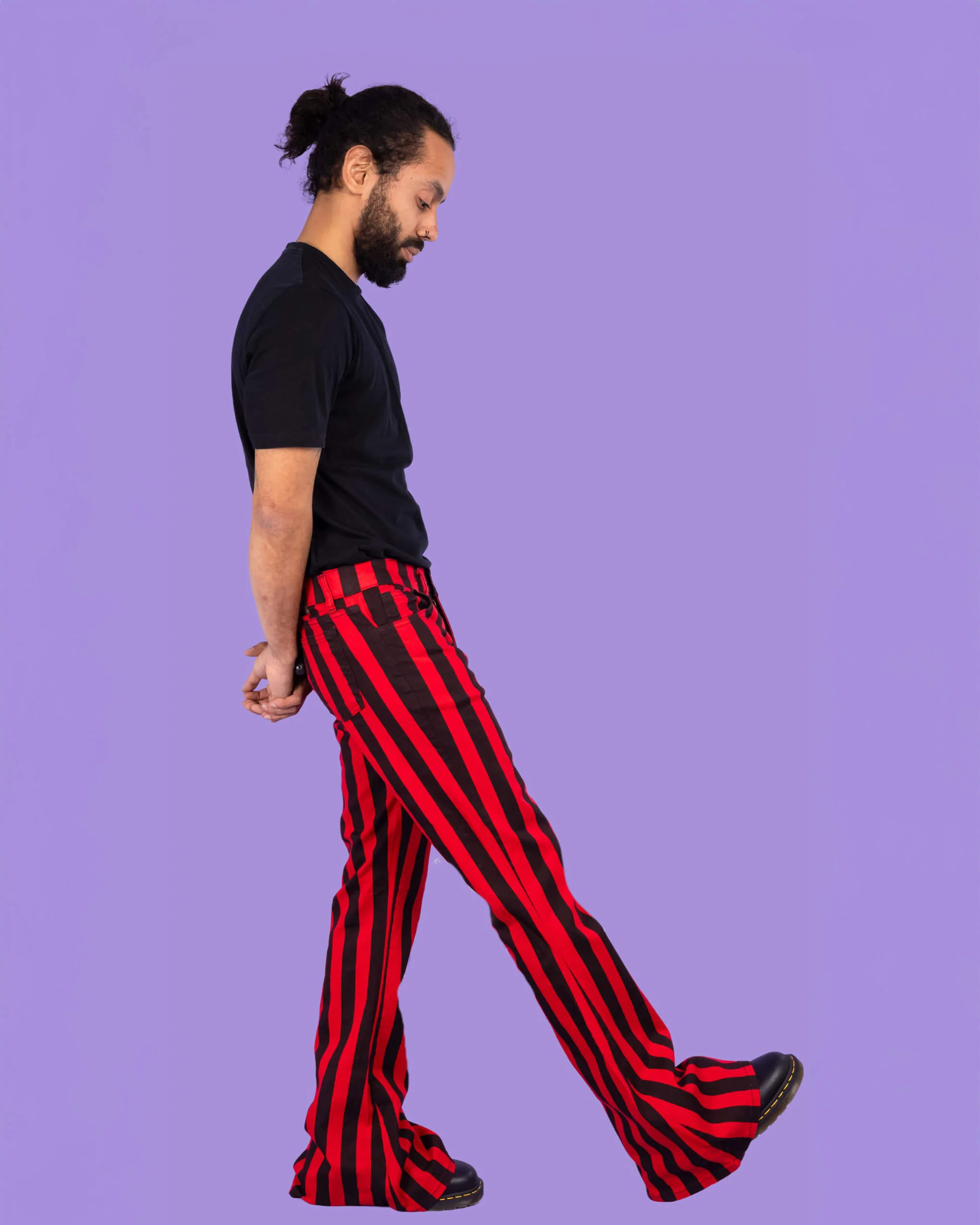 Red & Black Striped Bell Bottom Stretch Super Flares - Image 8