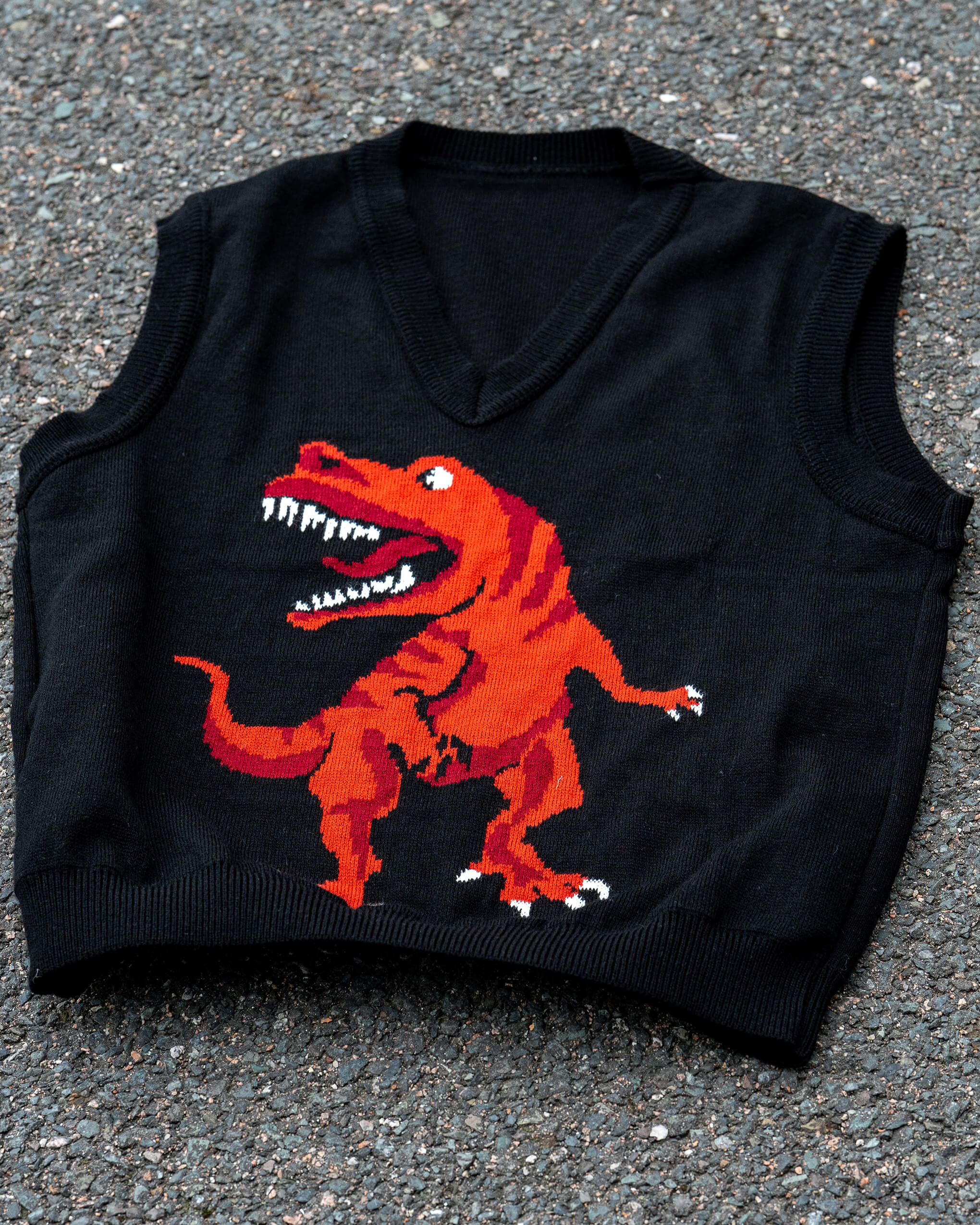 Red Dino Knitted Tank Top Vest - Image 5