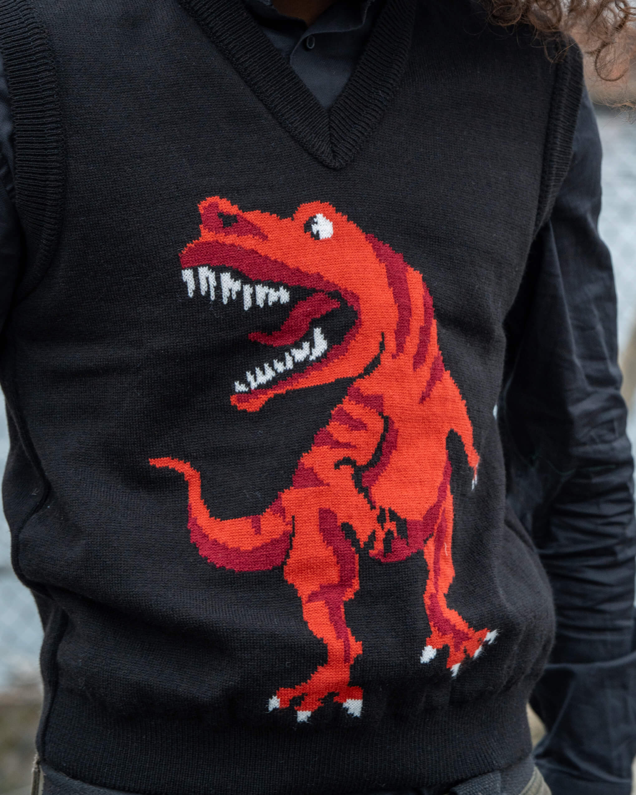 Red Dino Knitted Tank Top Vest - Image 6