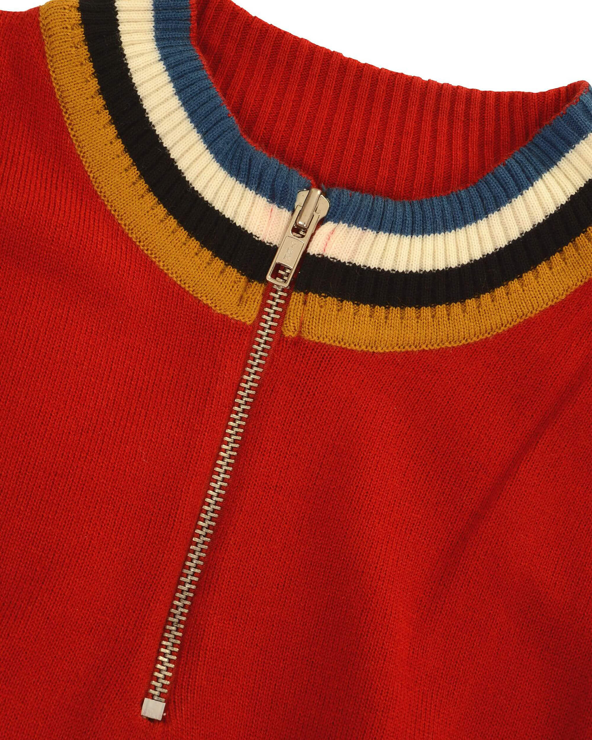 Red Retro Zip Neck Jumper - Image 5