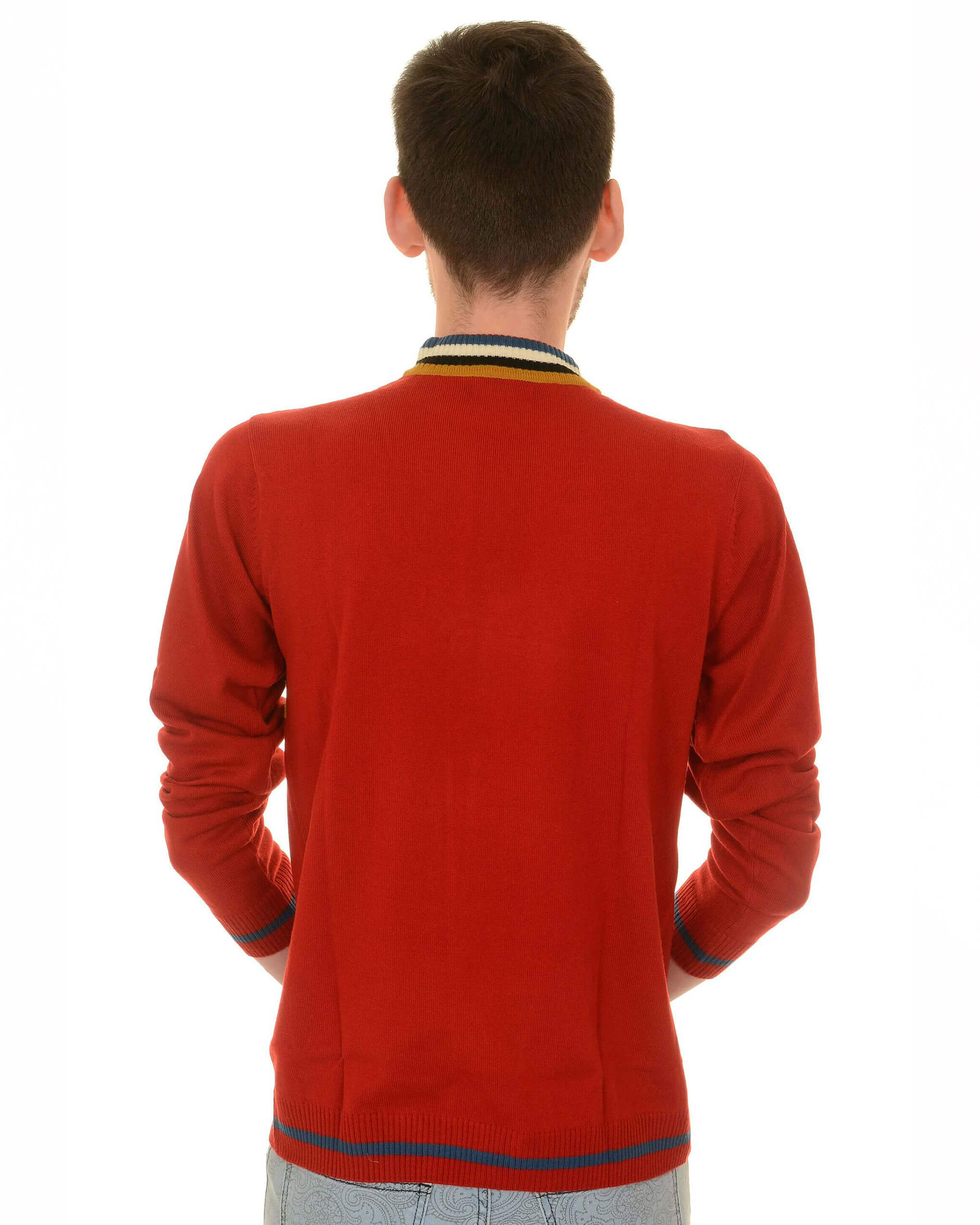 Red Retro Zip Neck Jumper - Image 8