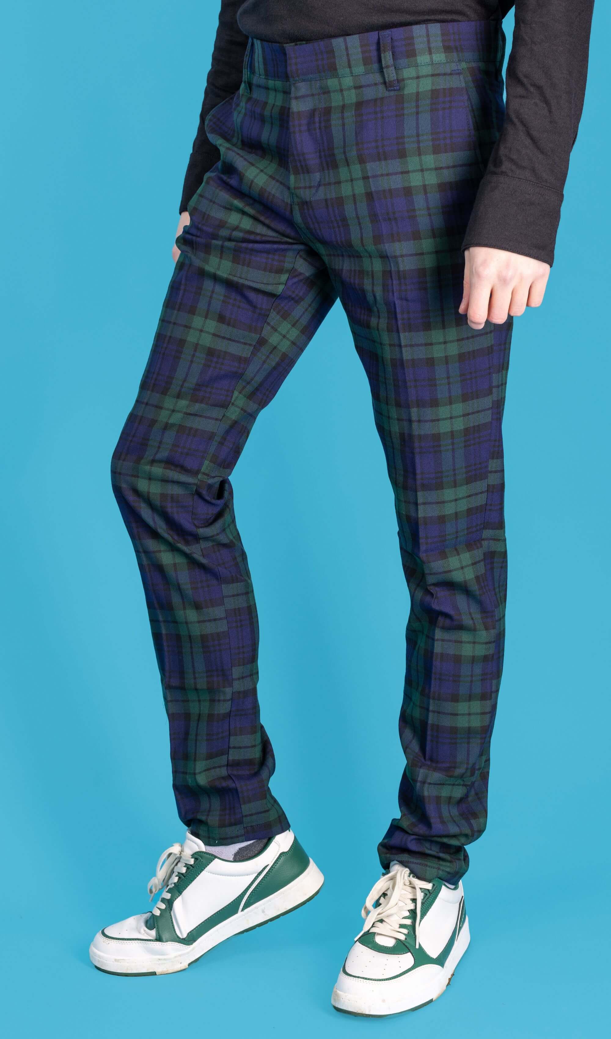 Retro Mod Stretch Blackwatch Tartan Trousers - Image 3