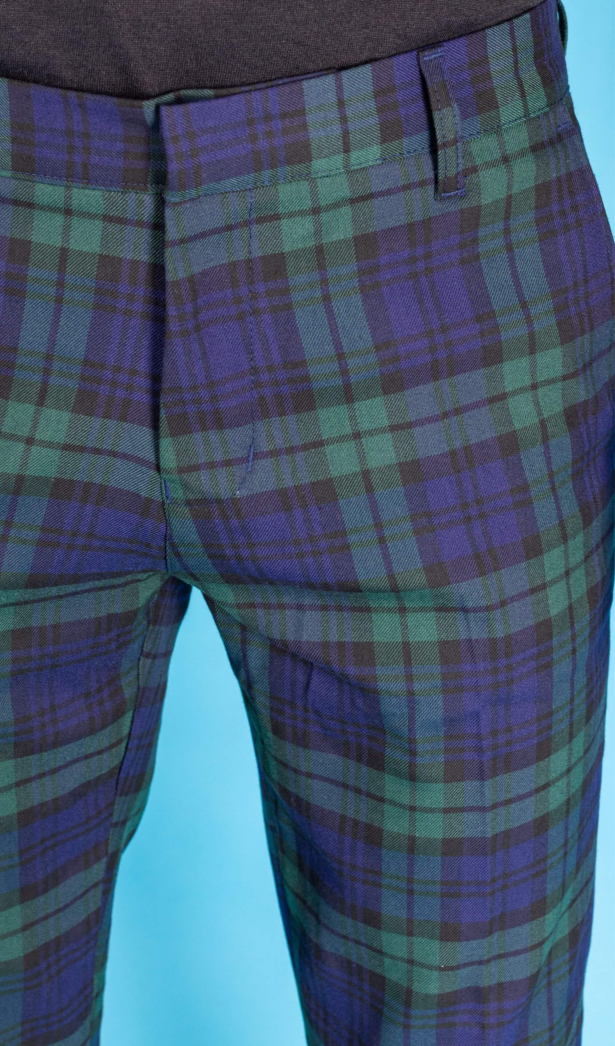 Retro Mod Stretch Blackwatch Tartan Trousers - Image 4