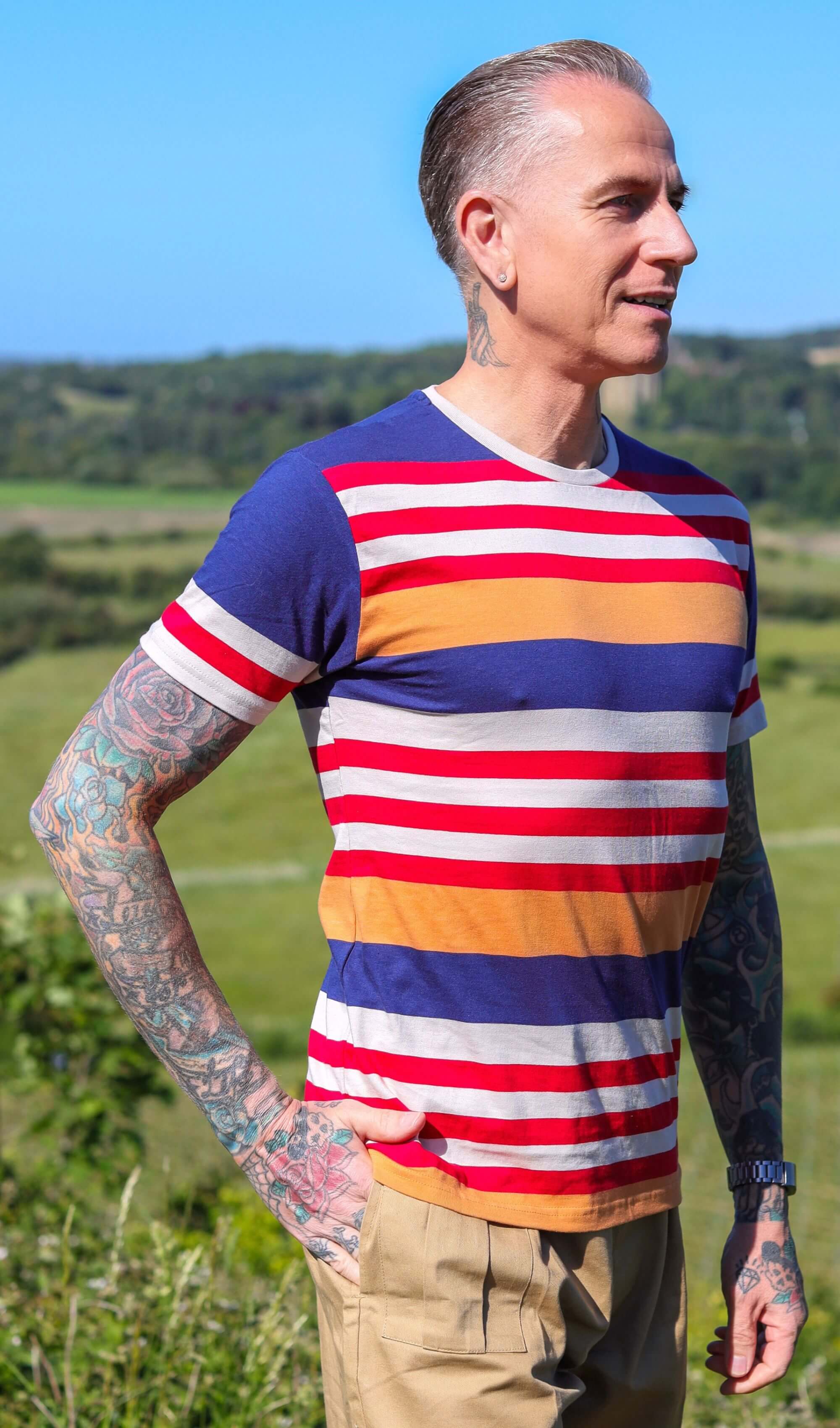 Retro Multi Striped Nugget T Shirt - Image 3