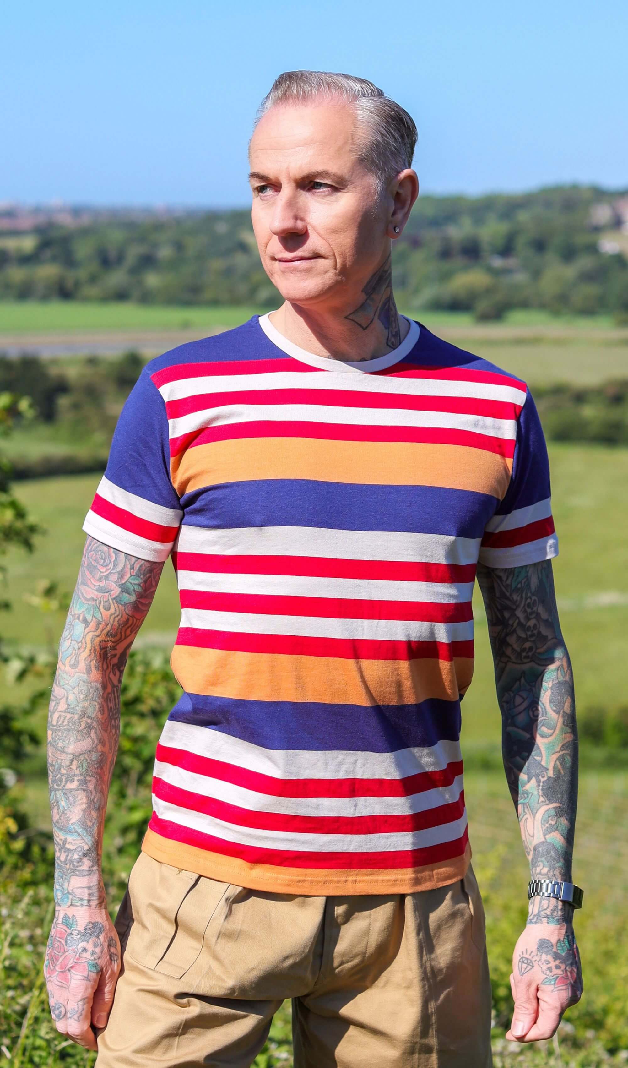Retro Multi Striped Nugget T Shirt - Image 4
