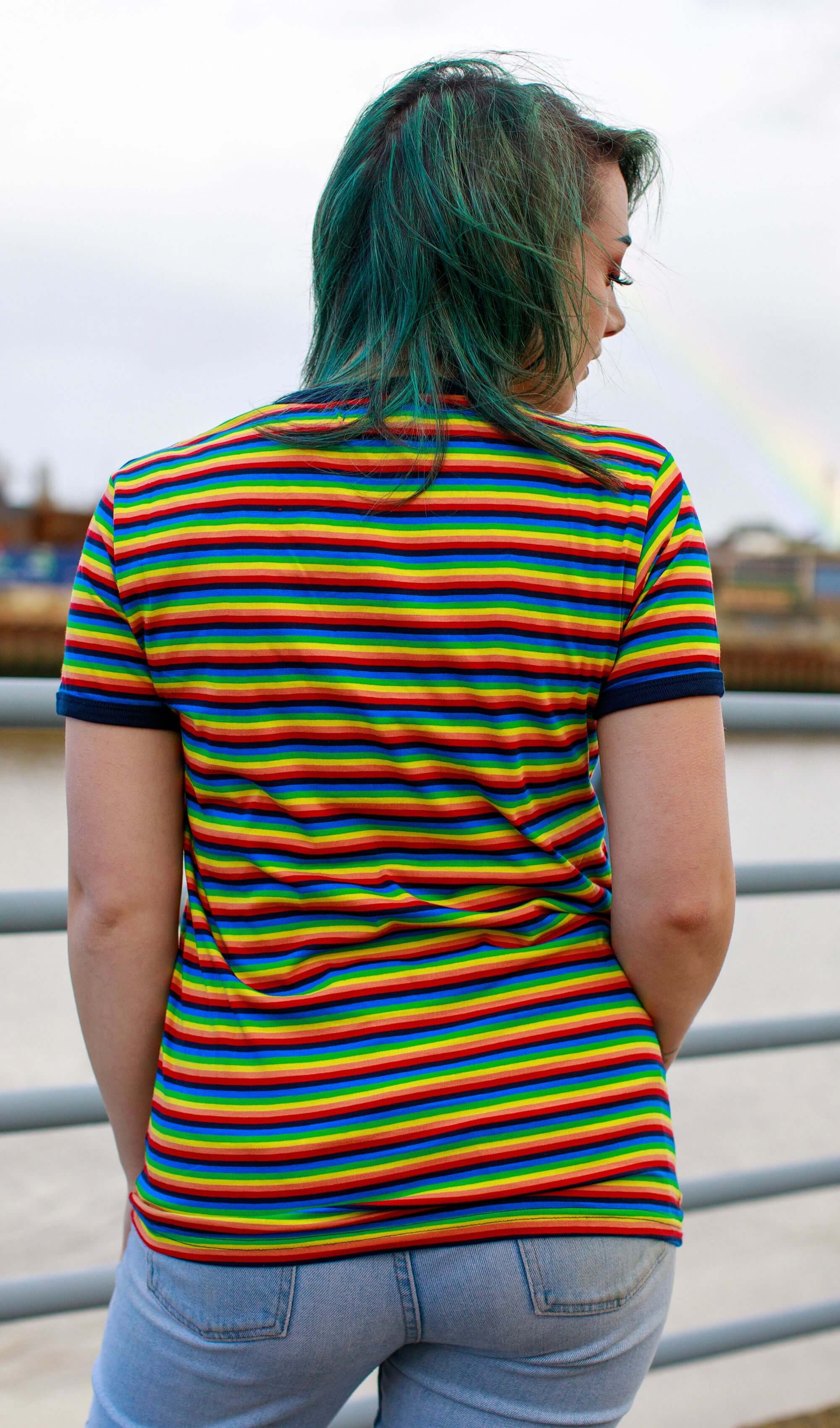 Retro Rainbow Brights Repeat Striped T Shirt - Image 4