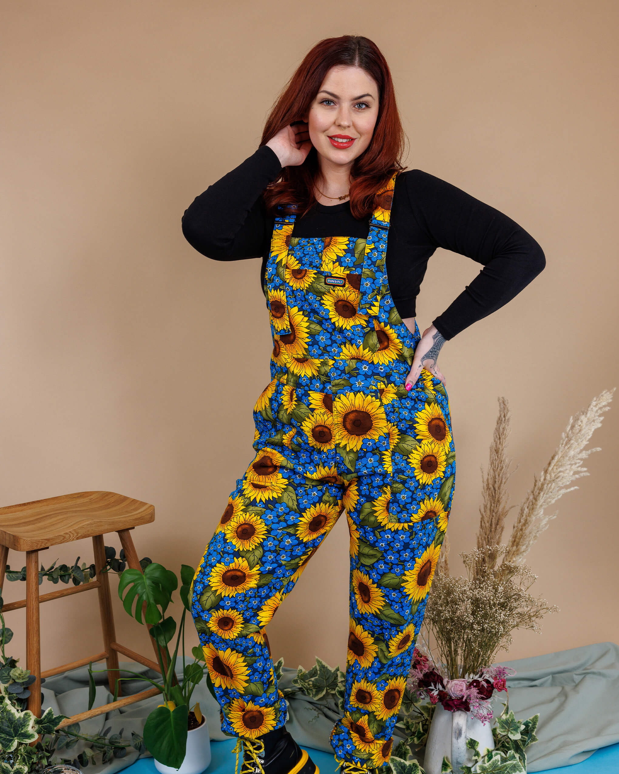 Run & Fly x Jen James Design Forget Me Not Charity Stretch Twill Dungarees - Image 7