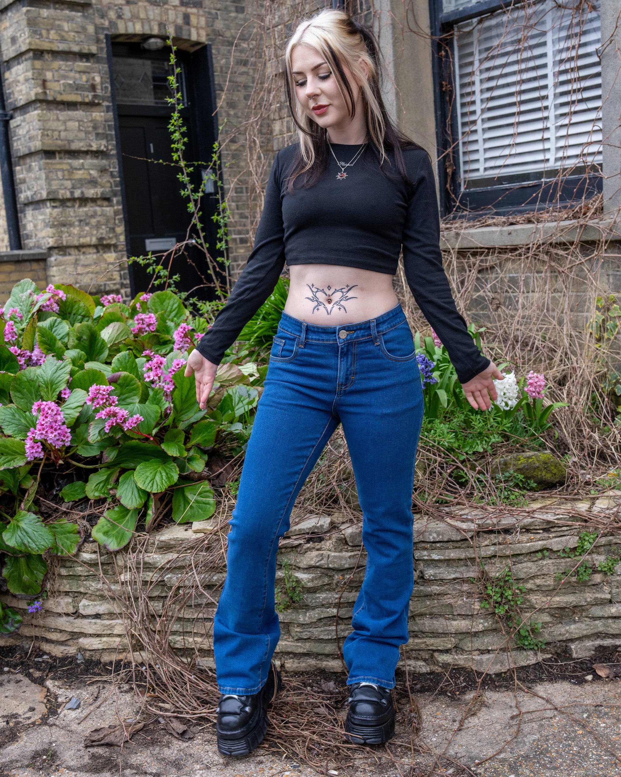 Stonewash Stretch Denim Slim Bootcut Jeans - Image 3