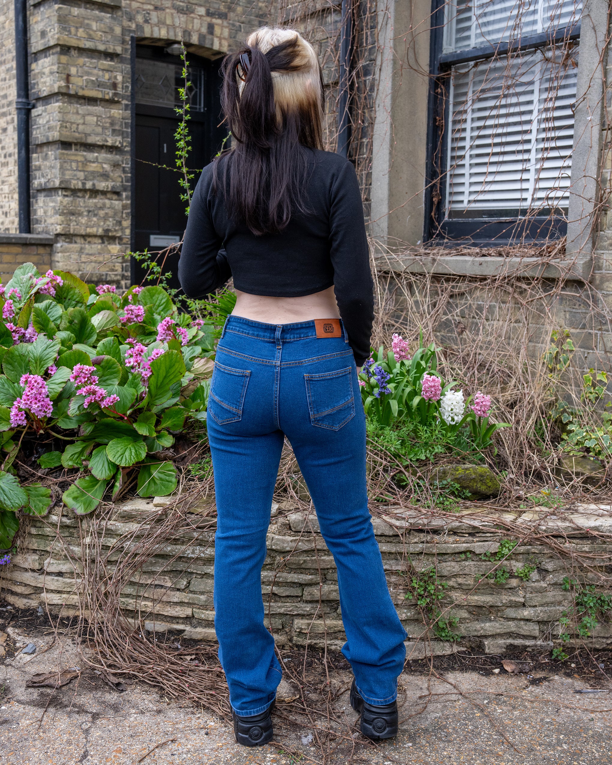 Stonewash Stretch Denim Slim Bootcut Jeans - Image 5