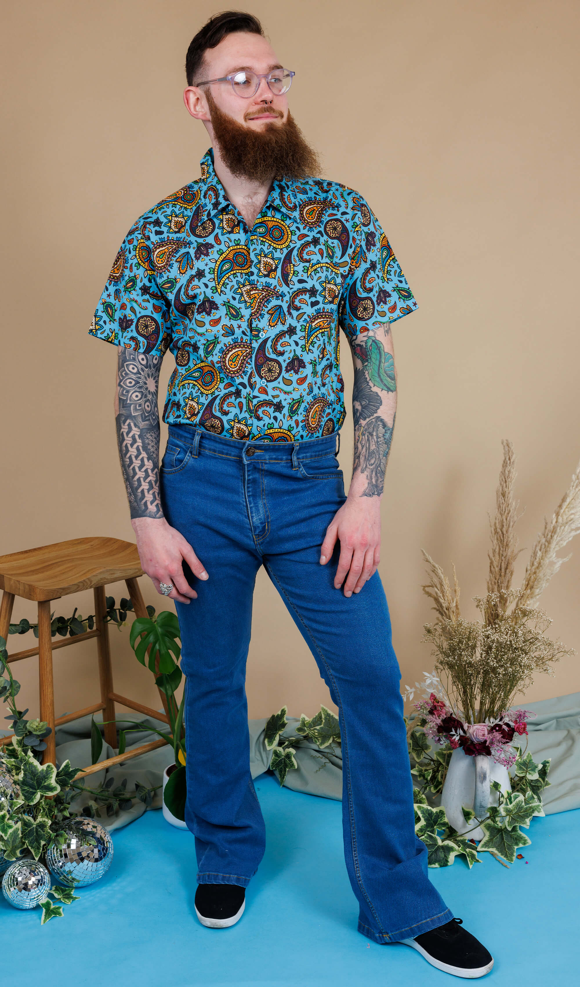 Unisex Stonewashed Bellbottom Flares Leg High Waisted Jeans - Image 9