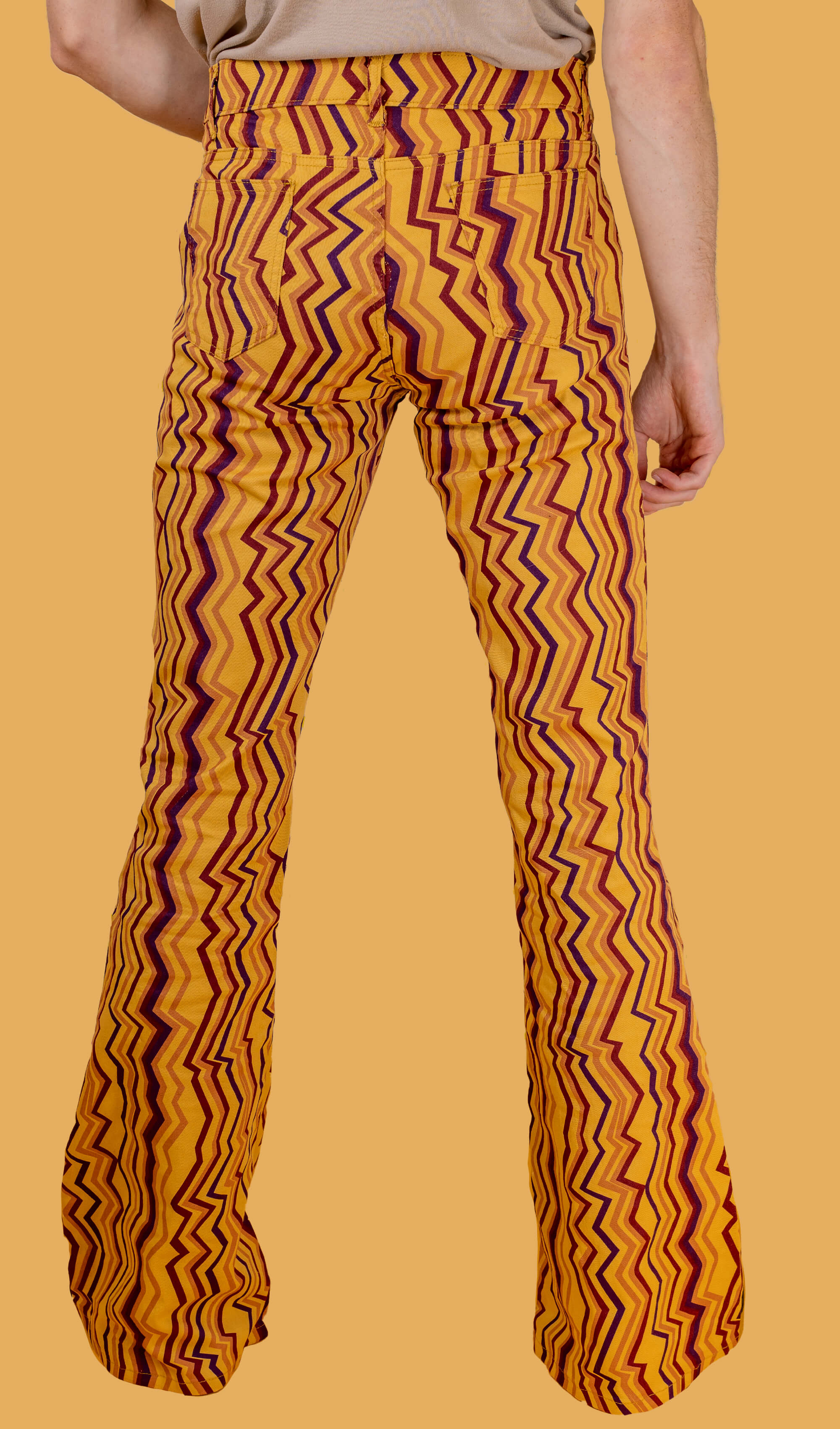 Zig Zag Print Bell Bottom Stretch Super Flares - Image 3